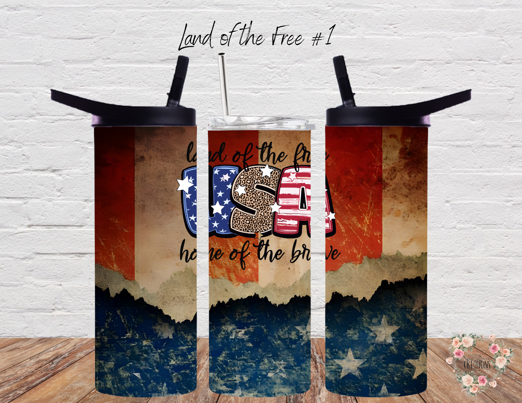 🏞️ Land of the Free #1 – A scenic rustic flag background with a tribute to the home of the brave. ❤️💙
