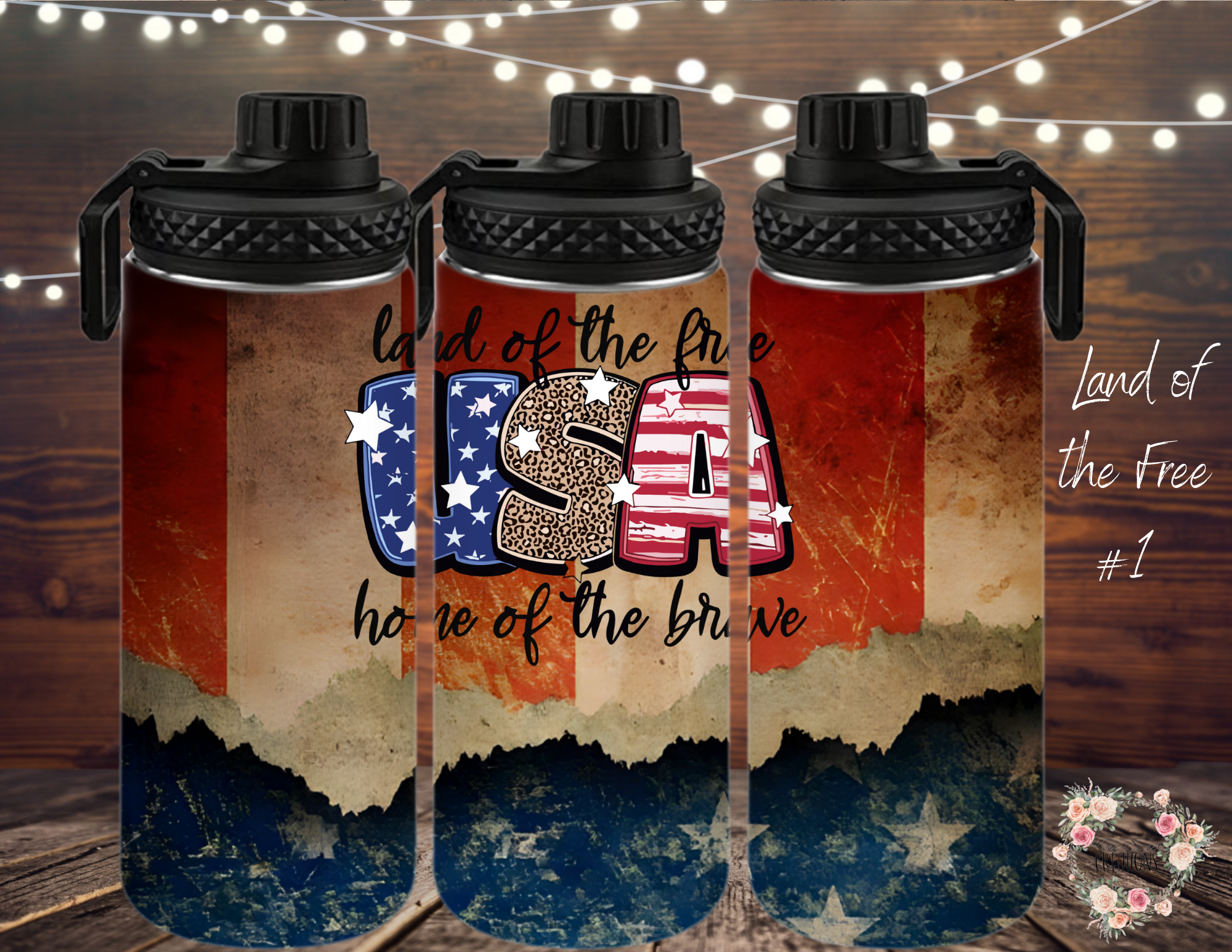 🏞️ Land of the Free #1 – A scenic rustic flag background with a tribute to the home of the brave. ❤️💙
