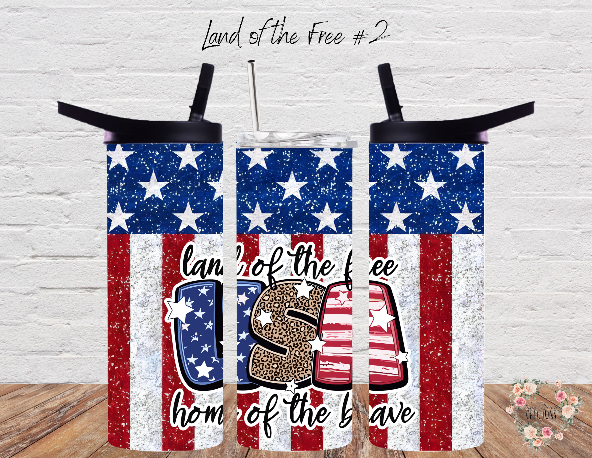 🏳️ Land of the Free #2 – A distressed wood flag design featuring the words “Home of the Brave” in vintage lettering. ❤️💙