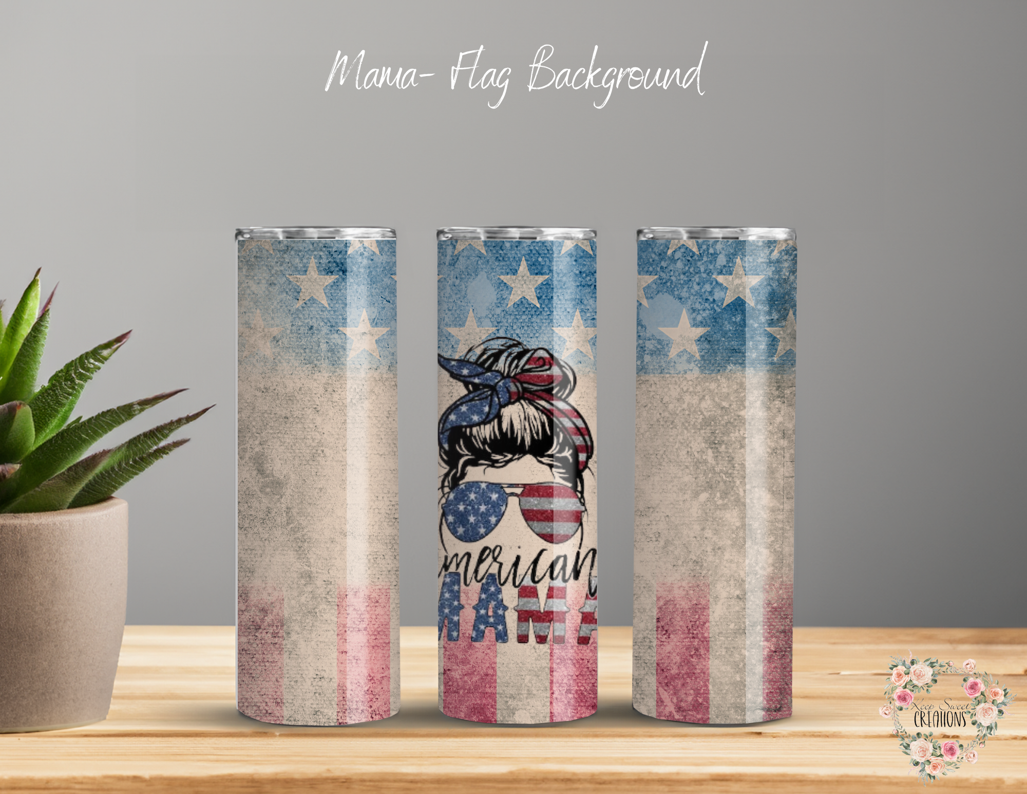 A rustic American flag design with a vintage touch, perfect for country-loving moms and their minis. ❤️💙