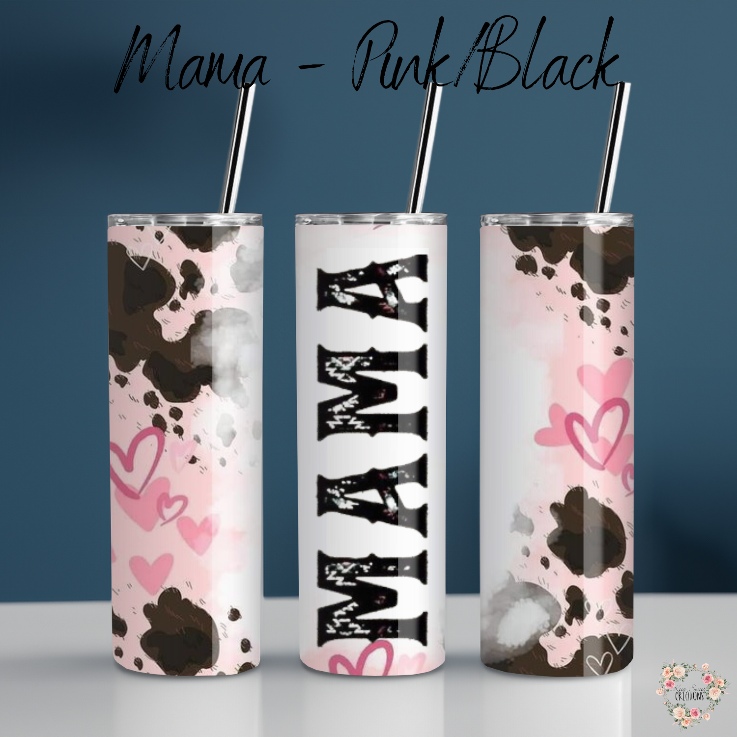 Mama Mini Tumbler Set | Pink & Black Matching Drinkware