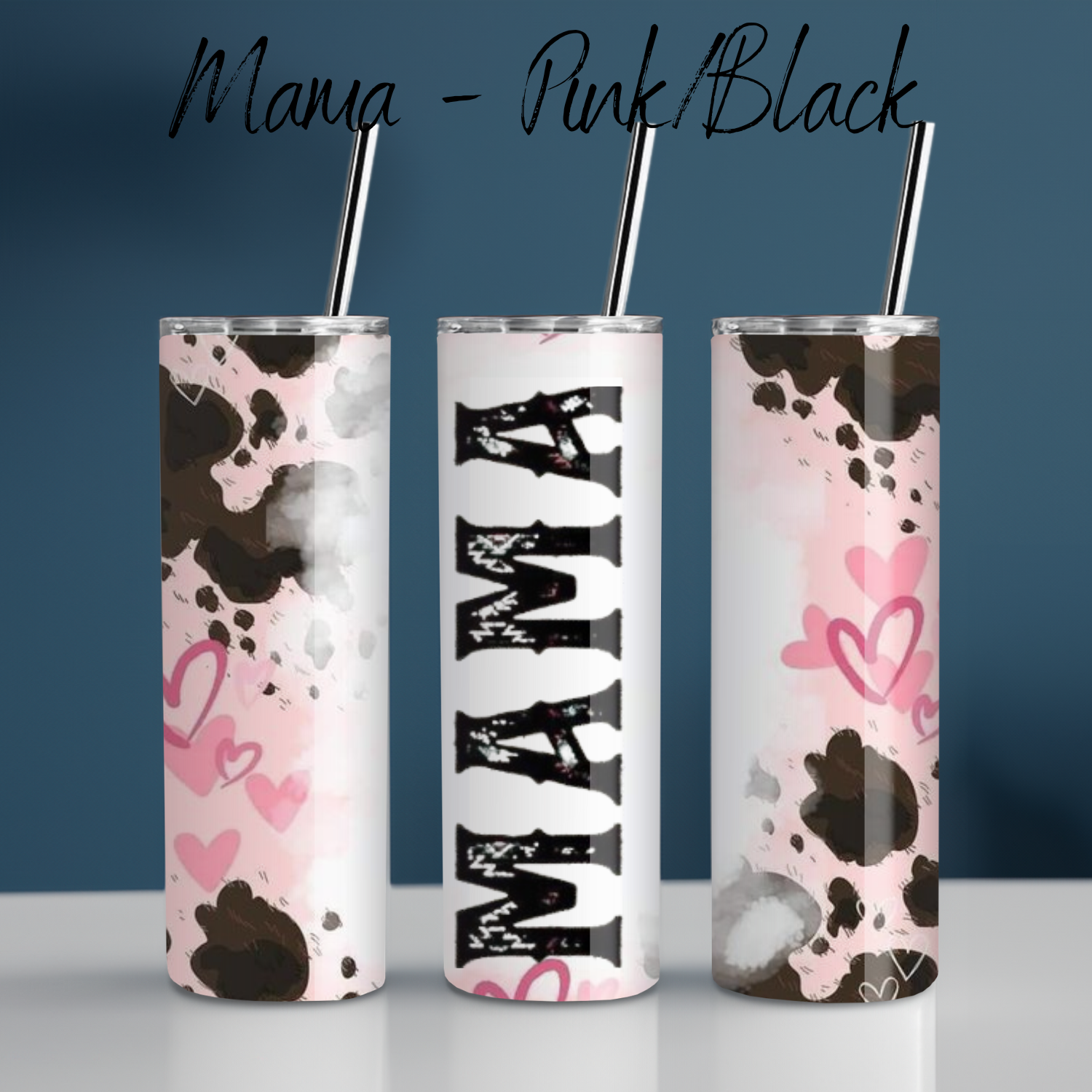 Mama Mini Tumbler Set | Pink & Black Matching Drinkware