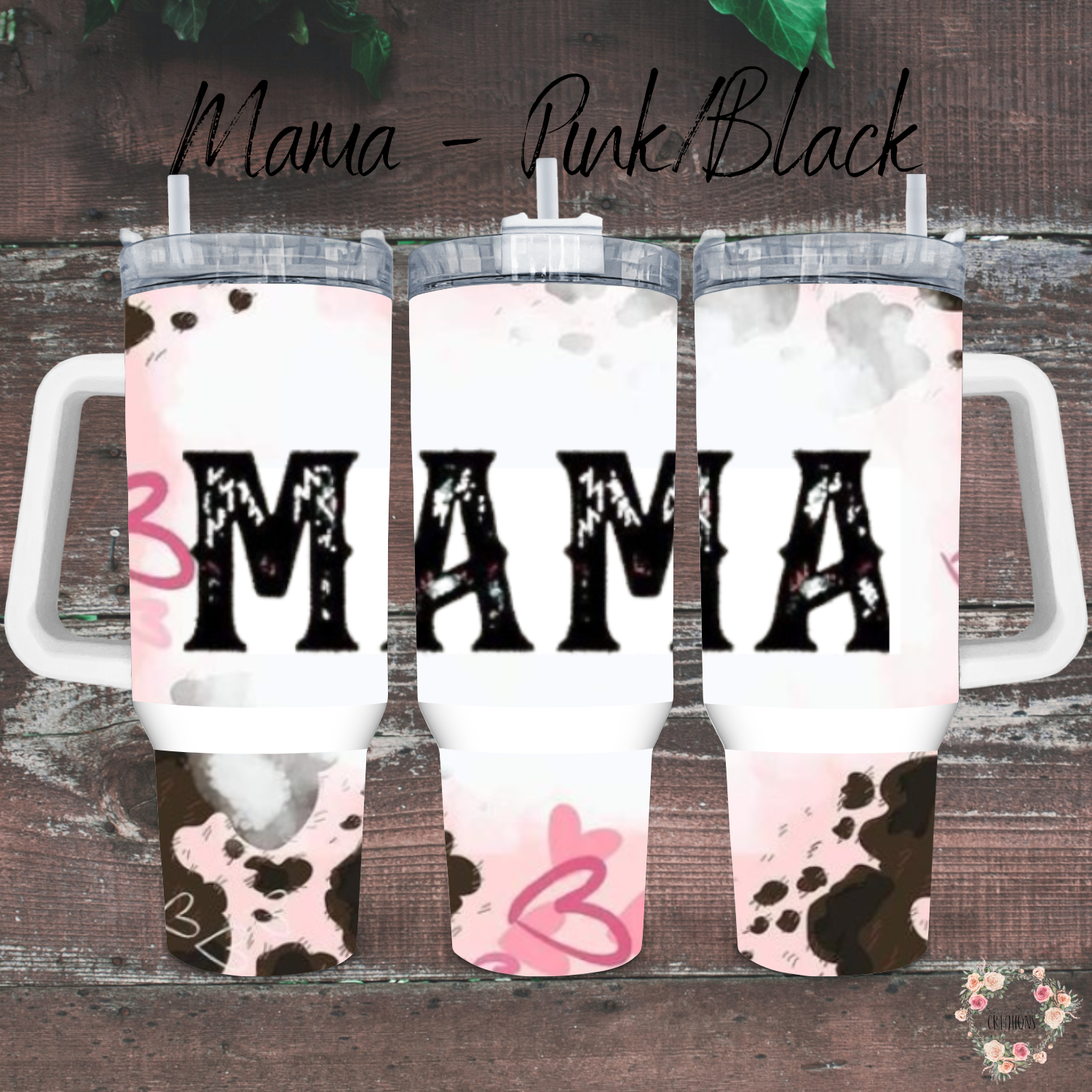 Mama Mini Tumbler Set | Pink & Black Matching Drinkware