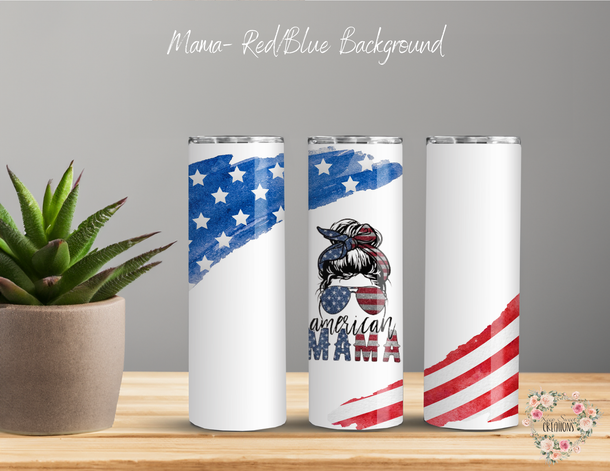 Mama & Mini Patriotic Tumbler Set – Red, White & Blue Matching Cups for Moms & Kids