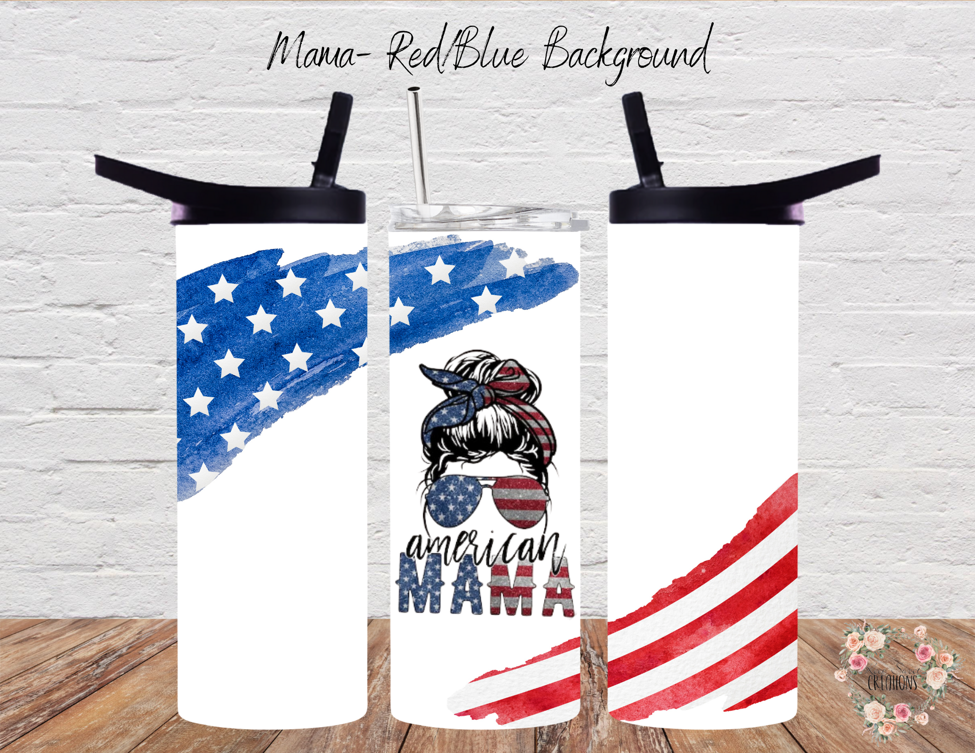 Mama & Mini Patriotic Tumbler Set – Red, White & Blue Matching Cups for Moms & Kids