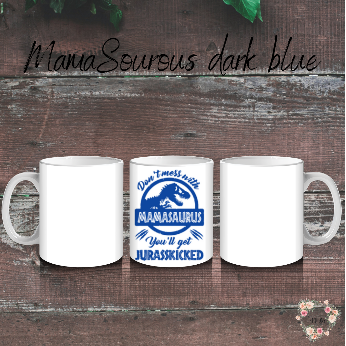 Mamasaurus coffee mug with bold dinosaur design and mom phrase