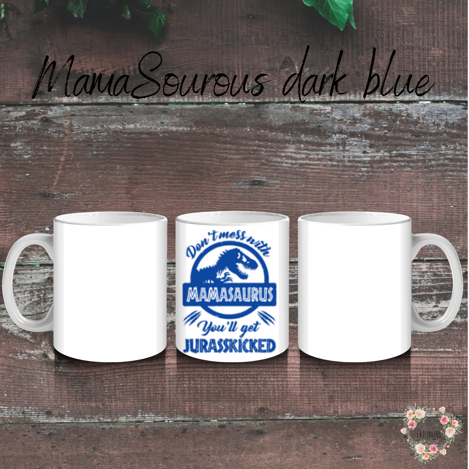 Mamasaurus coffee mug with bold dinosaur design and mom phrase