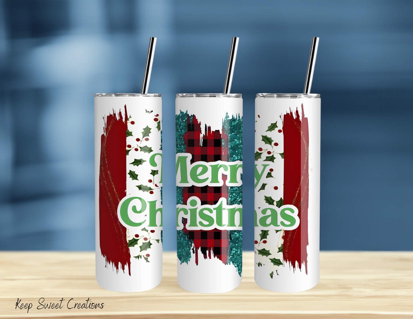 Merry Christmas Drip Tumbler | Red & Green Holiday Cup
