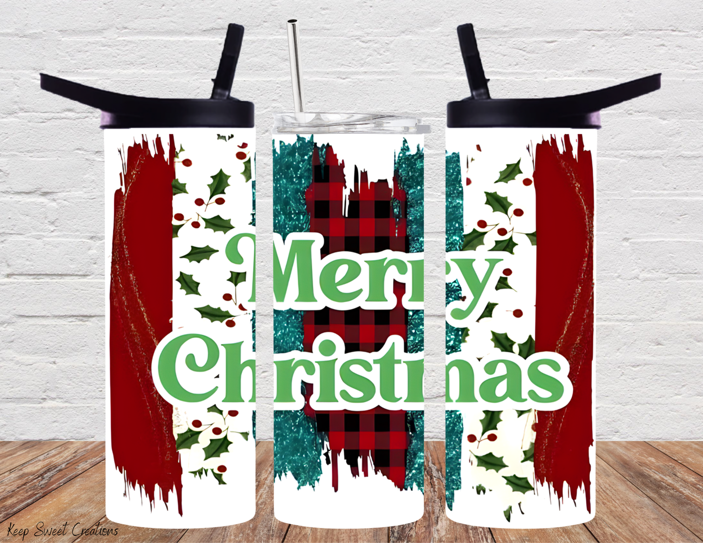 Merry Christmas Drip Tumbler | Red & Green Holiday Cup