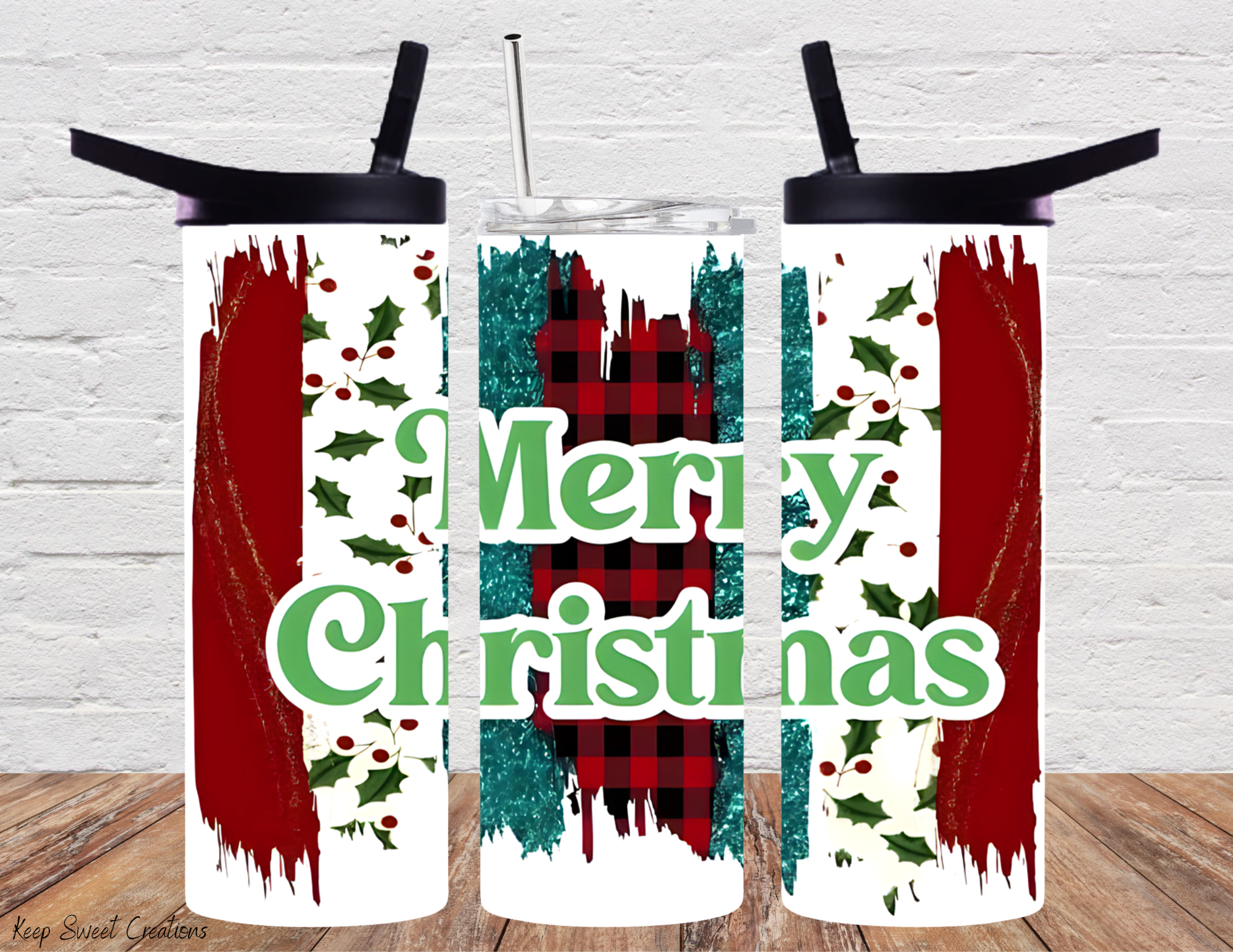Merry Christmas Drip Tumbler | Red & Green Holiday Cup