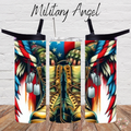Patriotic Military Tribute Tumbler – Angel Wings & Combat Boots (Military Angel)