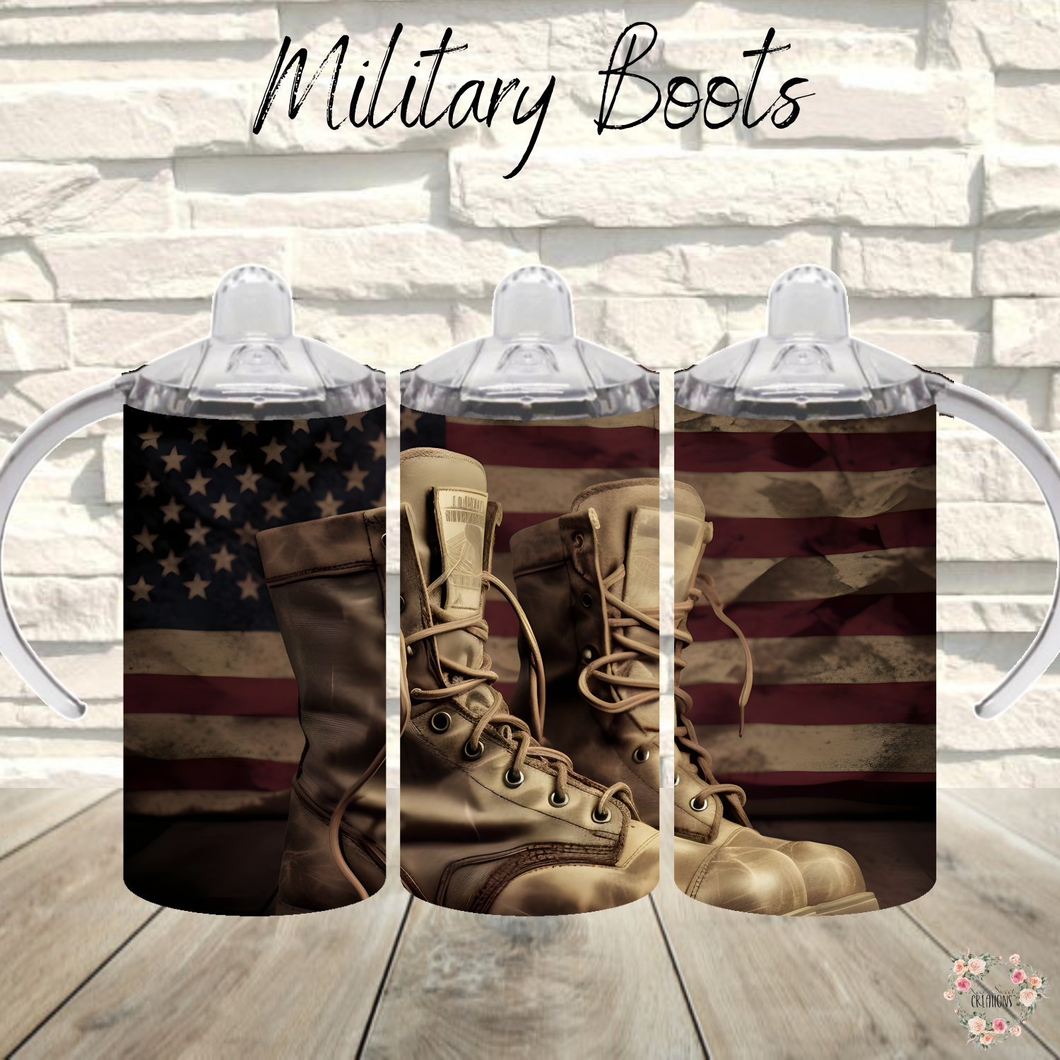 Patriotic Military Boots Tumbler – American Flag Veteran Tribute (Cowboy Boots #7)