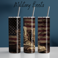 Patriotic Military Boots Tumbler – American Flag Veteran Tribute (Cowboy Boots #7)