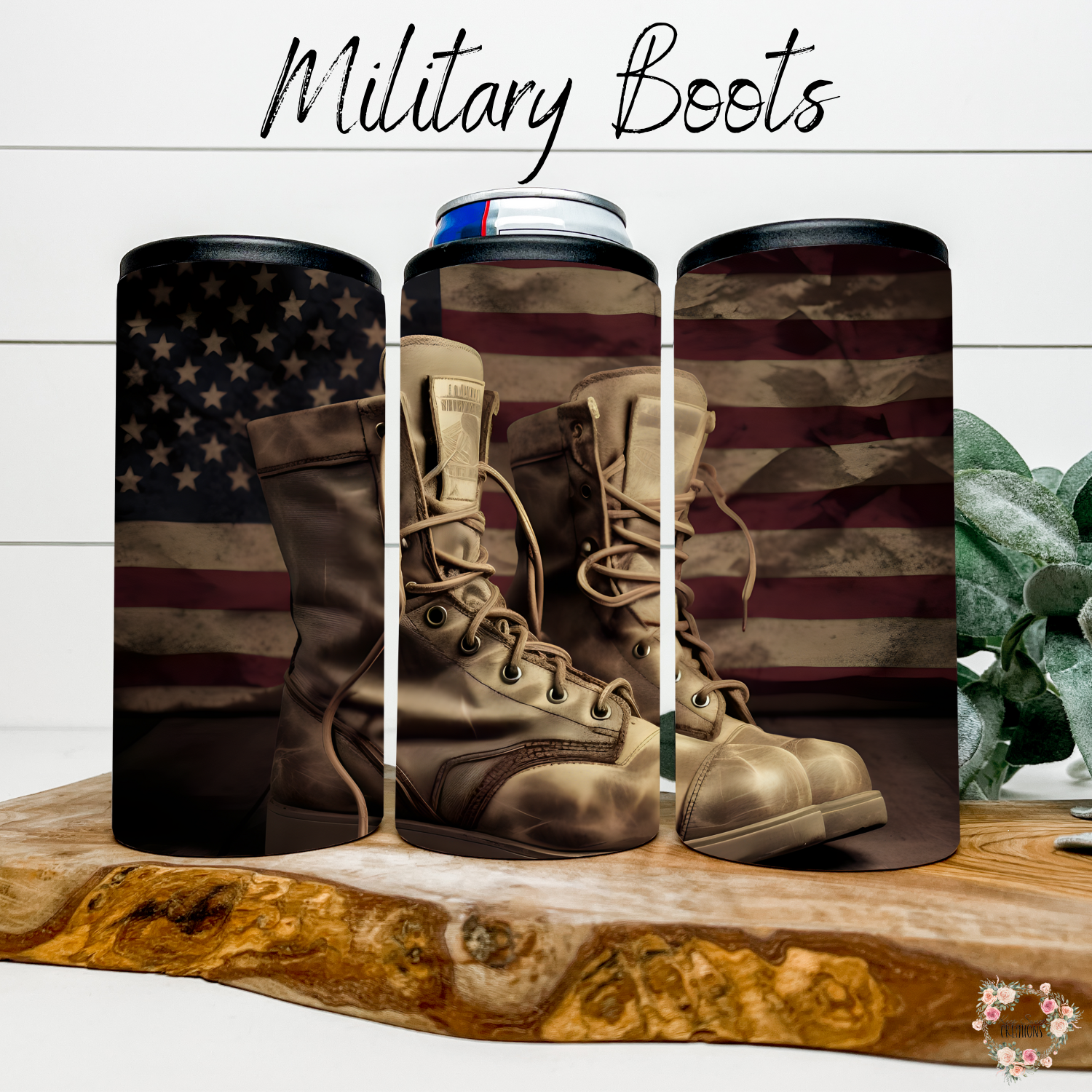 Patriotic Military Boots Tumbler – American Flag Veteran Tribute (Cowboy Boots #7)
