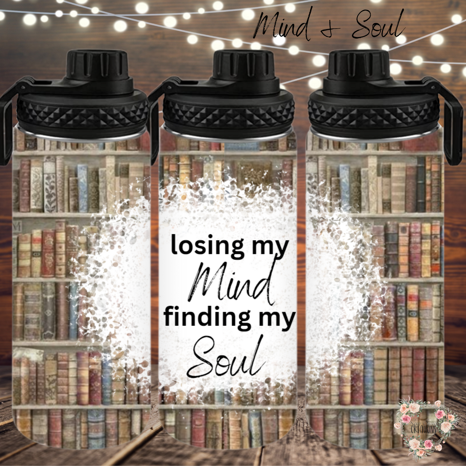 Mind & Soul Tumbler – Vintage Bookshelf Literary Gift