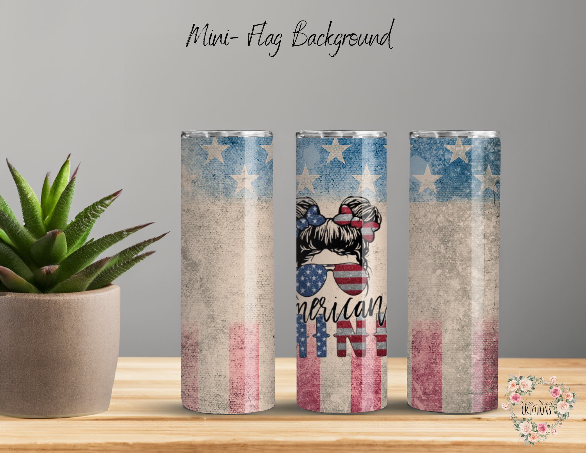 A rustic American flag design with a vintage touch, perfect for country-loving moms and their minis. ❤️💙