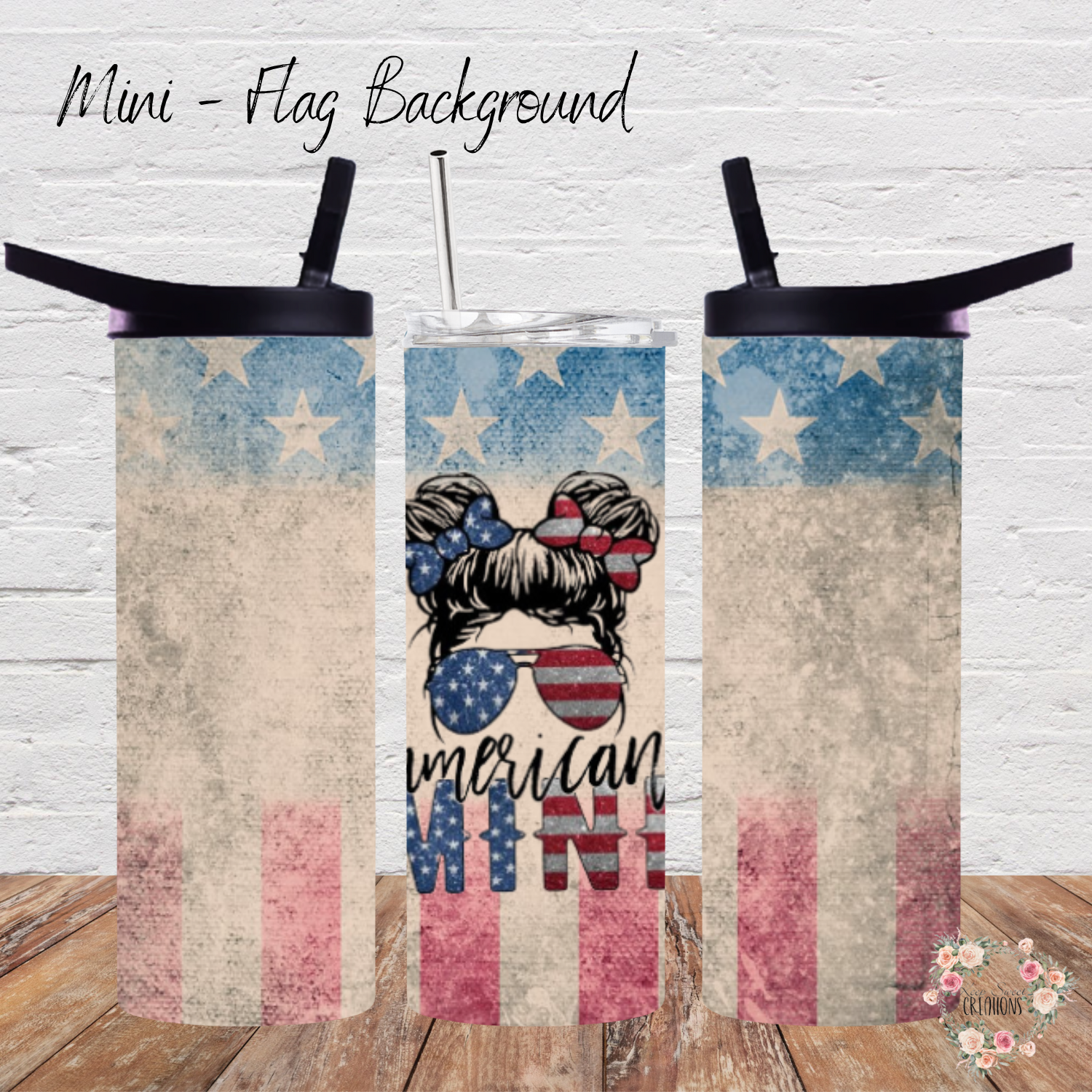A rustic American flag design with a vintage touch, perfect for country-loving moms and their minis. ❤️💙