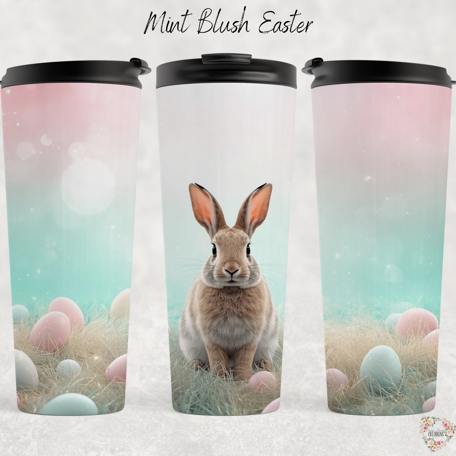 Mint Blush Easter Bunny Tumbler | Pastel Spring Cup Collection (11–32oz)