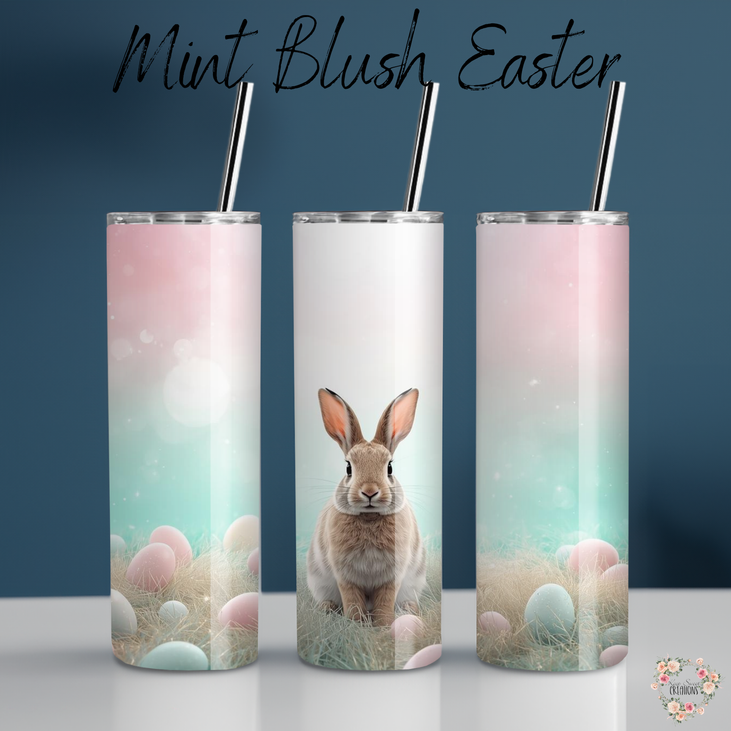 Mint Blush Easter Bunny Tumbler | Pastel Spring Cup Collection (11–32oz)