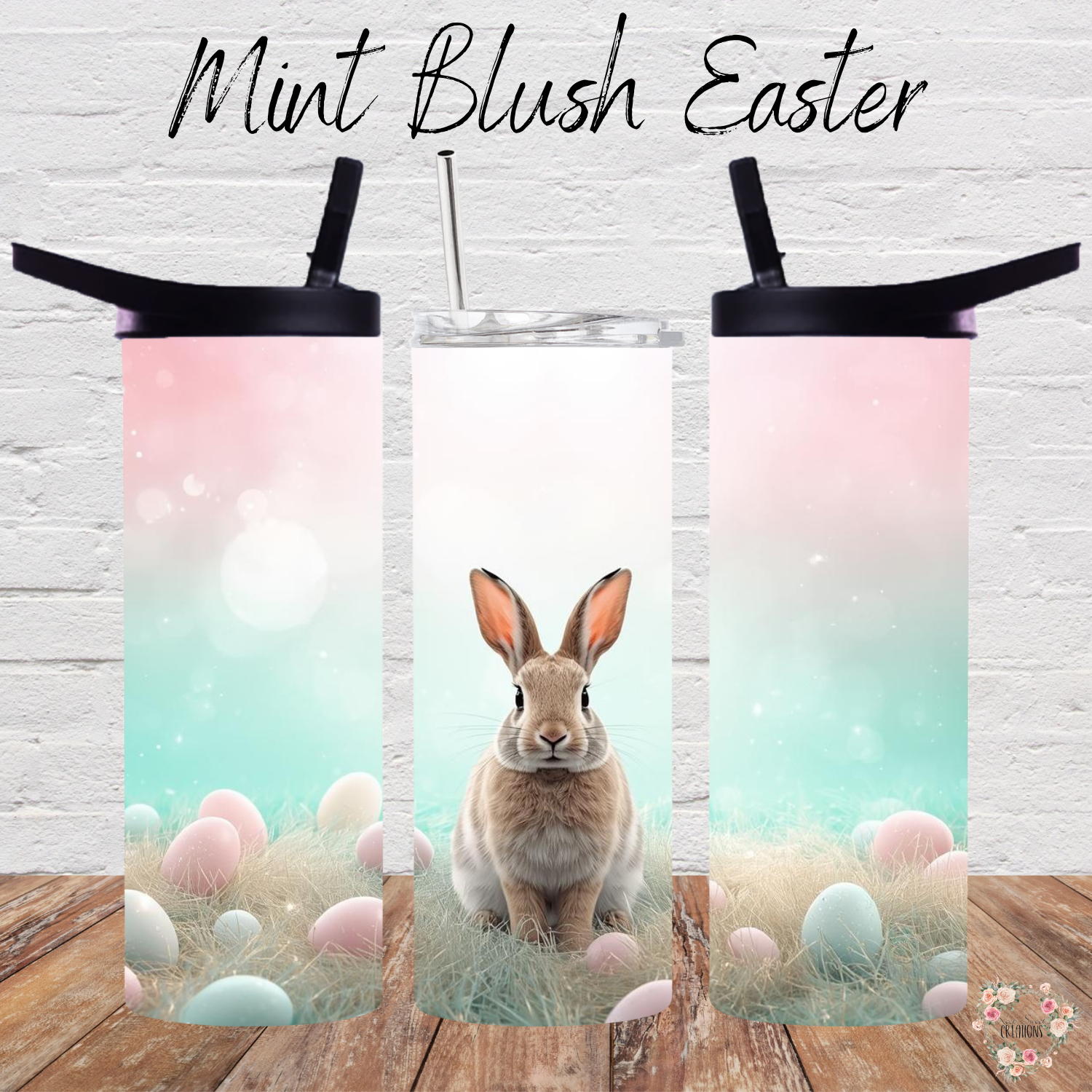 Mint Blush Easter Bunny Tumbler | Pastel Spring Cup Collection (11–32oz)