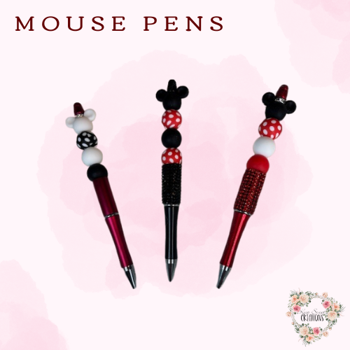 Mouse Beaded Pens – Cute Polka Dot Pen | Disney-Inspired Stationery Gift for Teachers, Students &amp; Mouse Fans
