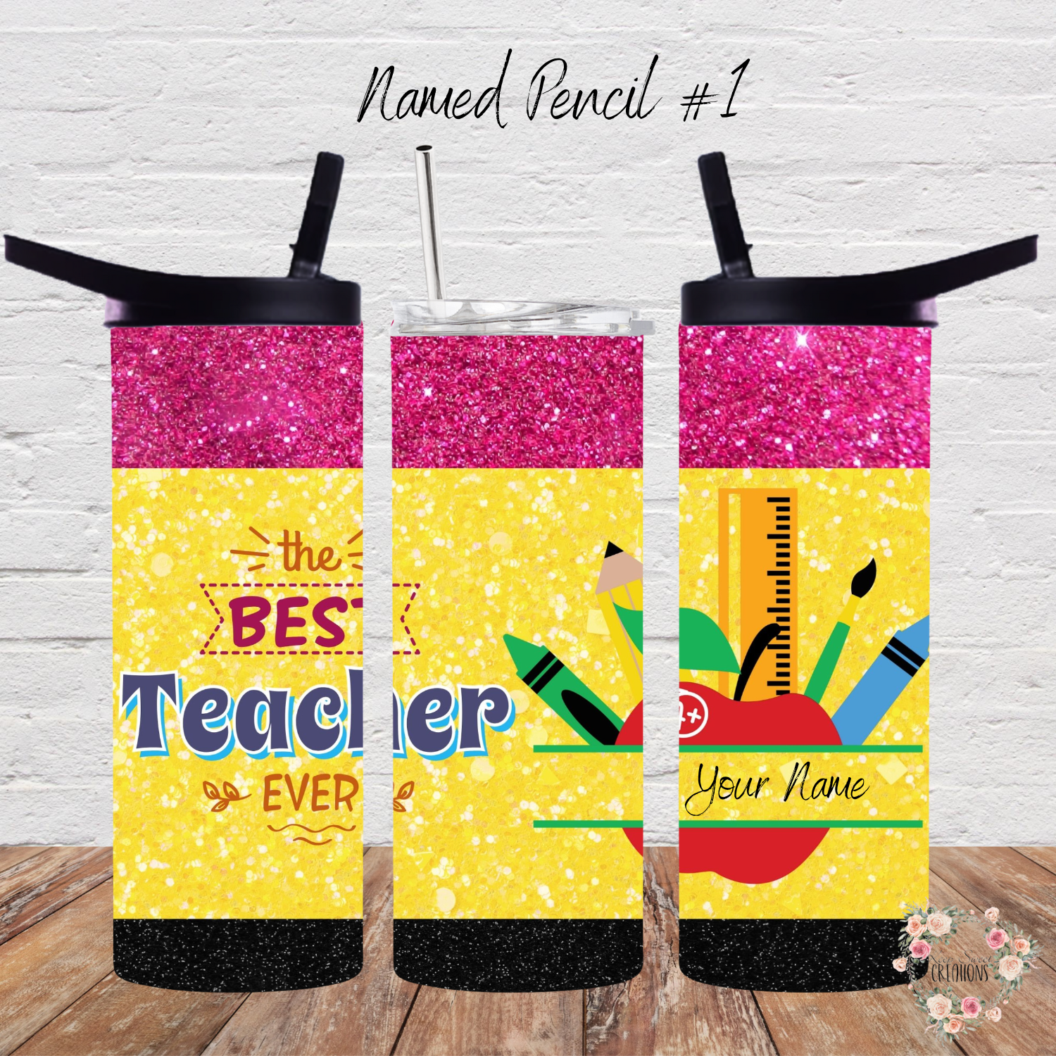 Personalized Teacher Pencil Tumbler – Custom Name Gift