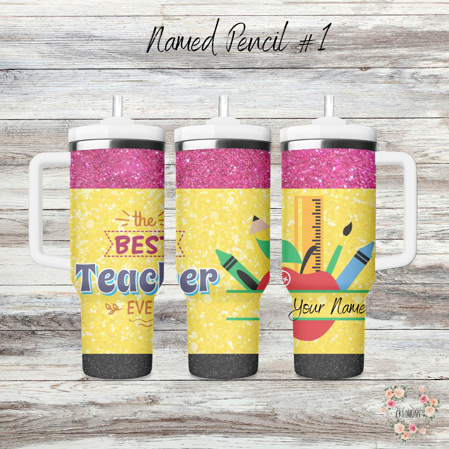 Personalized Teacher Pencil Tumbler – Custom Name Gift
