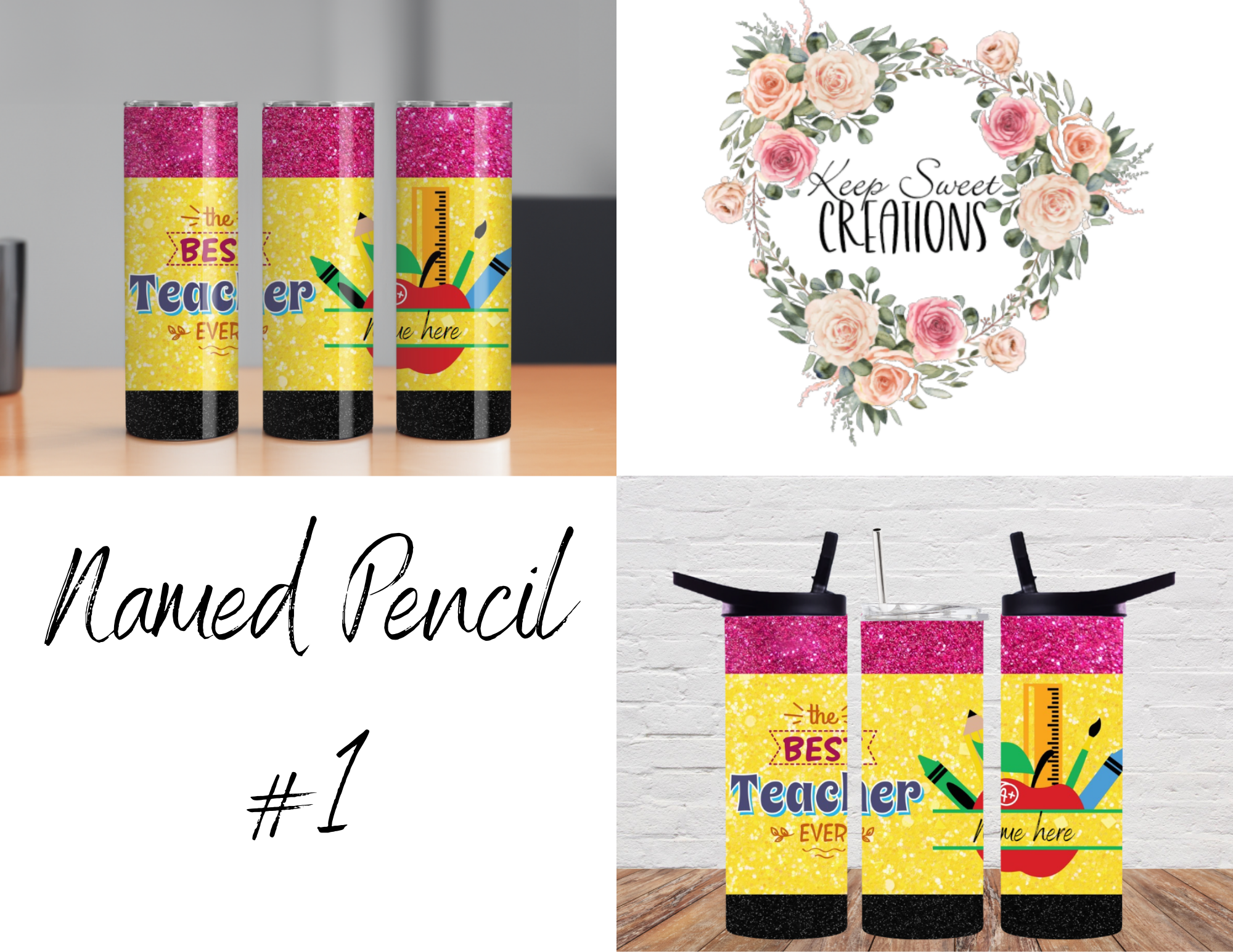 Personalized Teacher Pencil Tumbler – Custom Name Gift