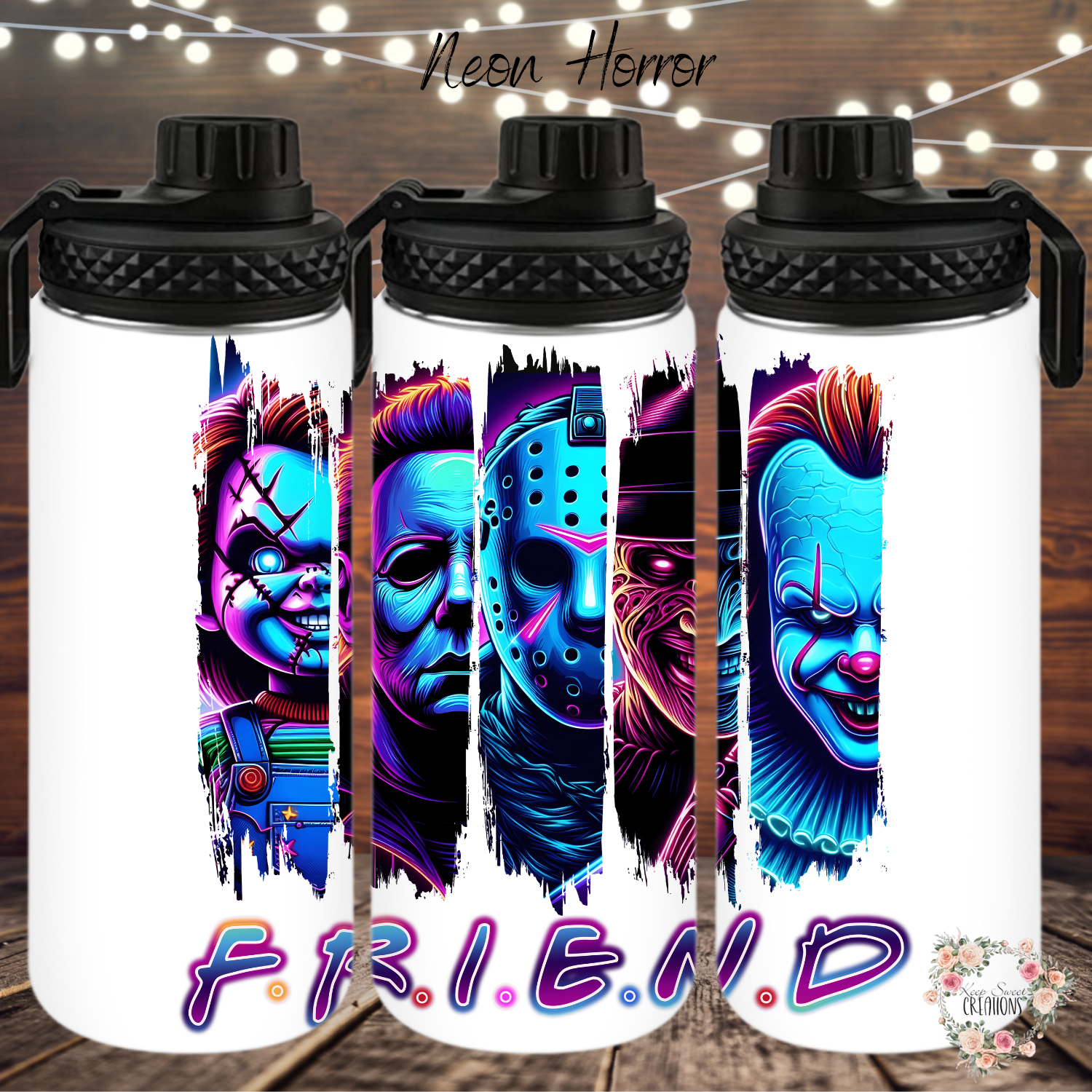 NEON HORROR F.R.I.E.N.D.S. Tumbler – Killer Horror Icons Drinkware