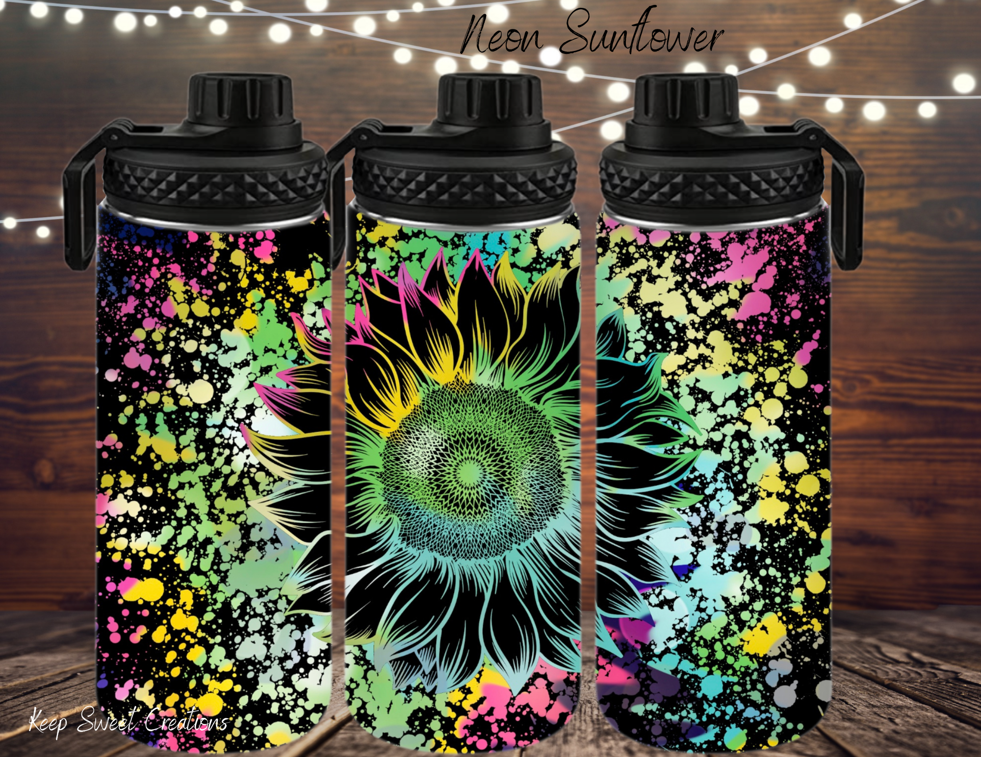 Neon Sunflower Tumbler | Bright Floral Sublimation Drinkware