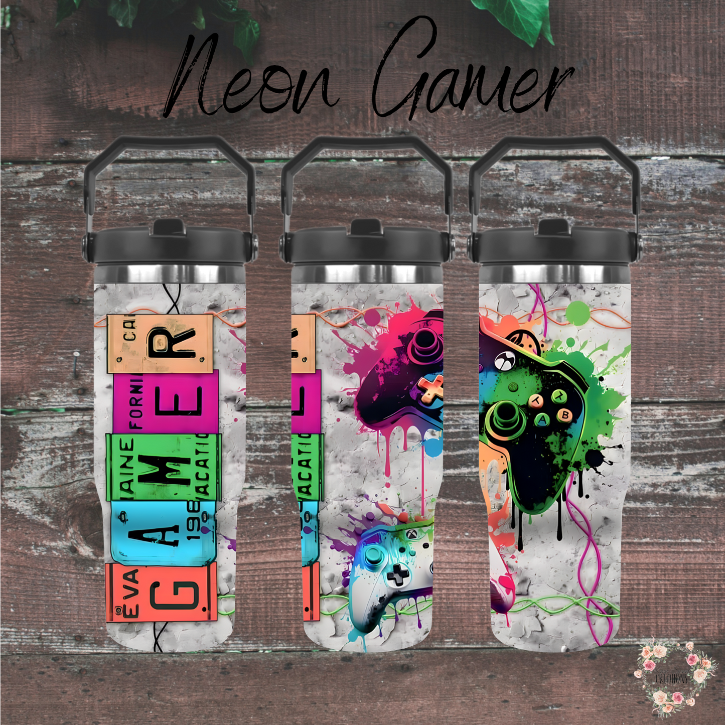 Neon Gamer Tumbler – Futuristic Gaming Drinkware | Numbered Edition