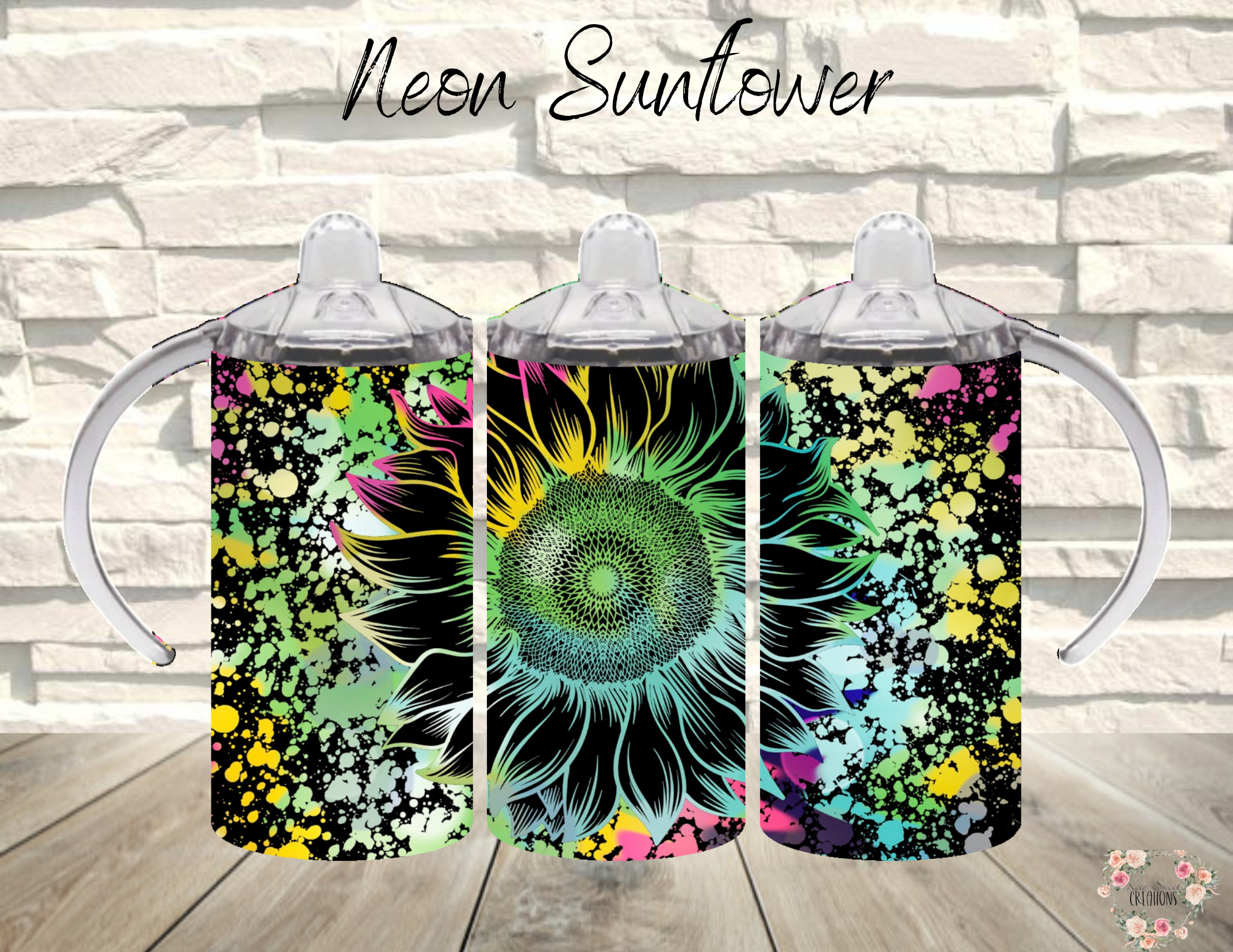 Neon Sunflower Tumbler | Bright Floral Sublimation Drinkware