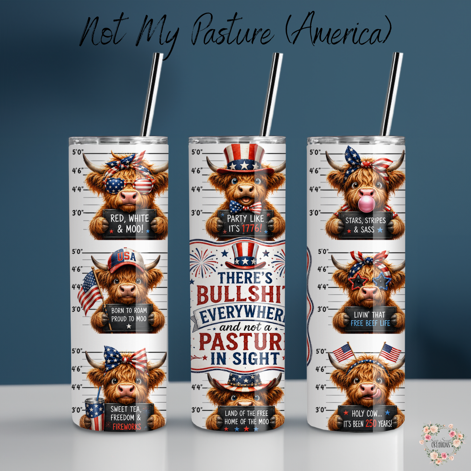 Bullshit Everywhere Highland Cow Tumbler | Funny Cow Sassy Drinkware