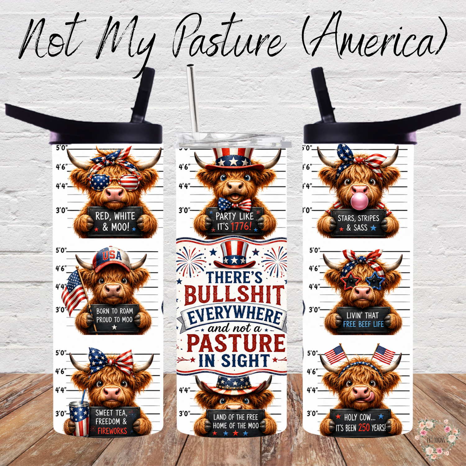 Bullshit Everywhere Highland Cow Tumbler | Funny Cow Sassy Drinkware