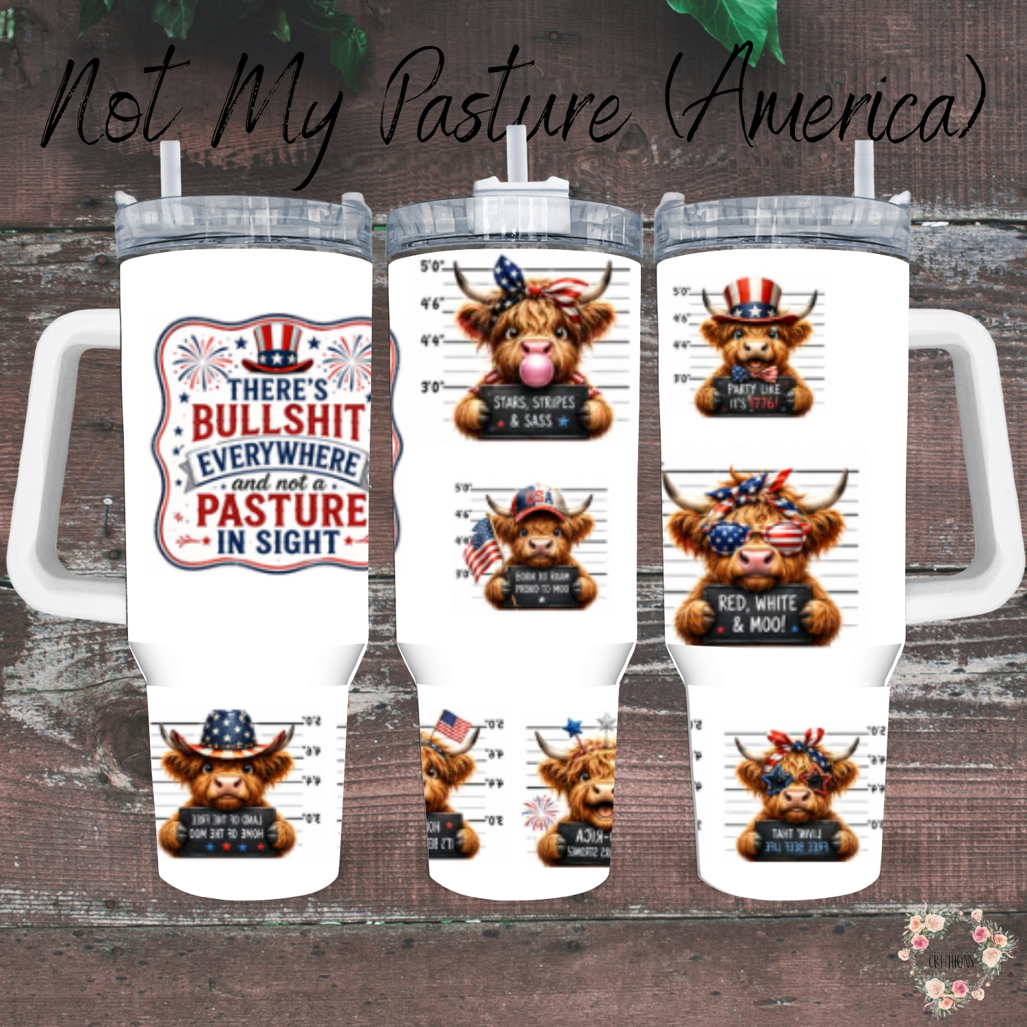 Bullshit Everywhere Highland Cow Tumbler | Funny Cow Sassy Drinkware