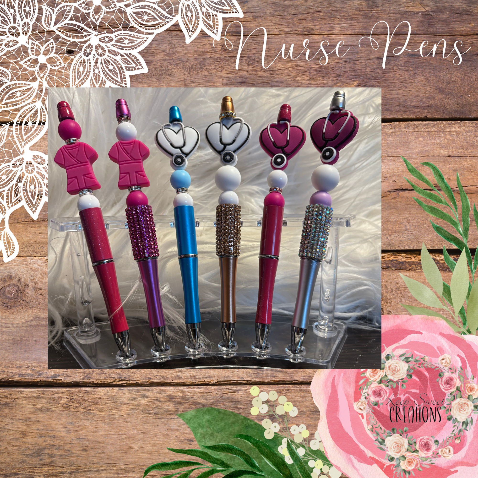 Nurse Beaded Pens – Medical-Themed Ballpoint Pen | Nurse Appreciation Gift for Healthcare Professionals