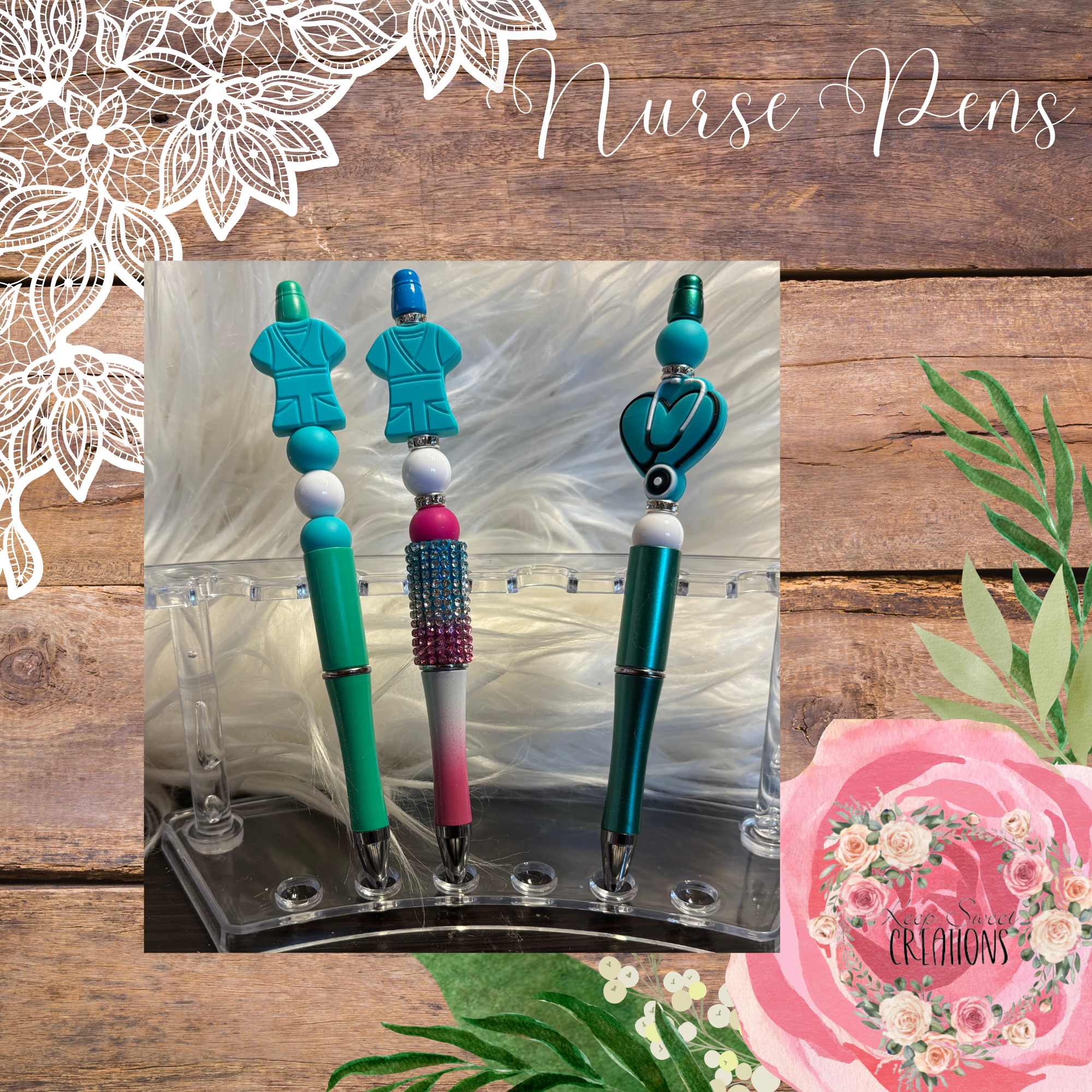 Nurse Beaded Pens – Medical-Themed Ballpoint Pen | Nurse Appreciation Gift for Healthcare Professionals