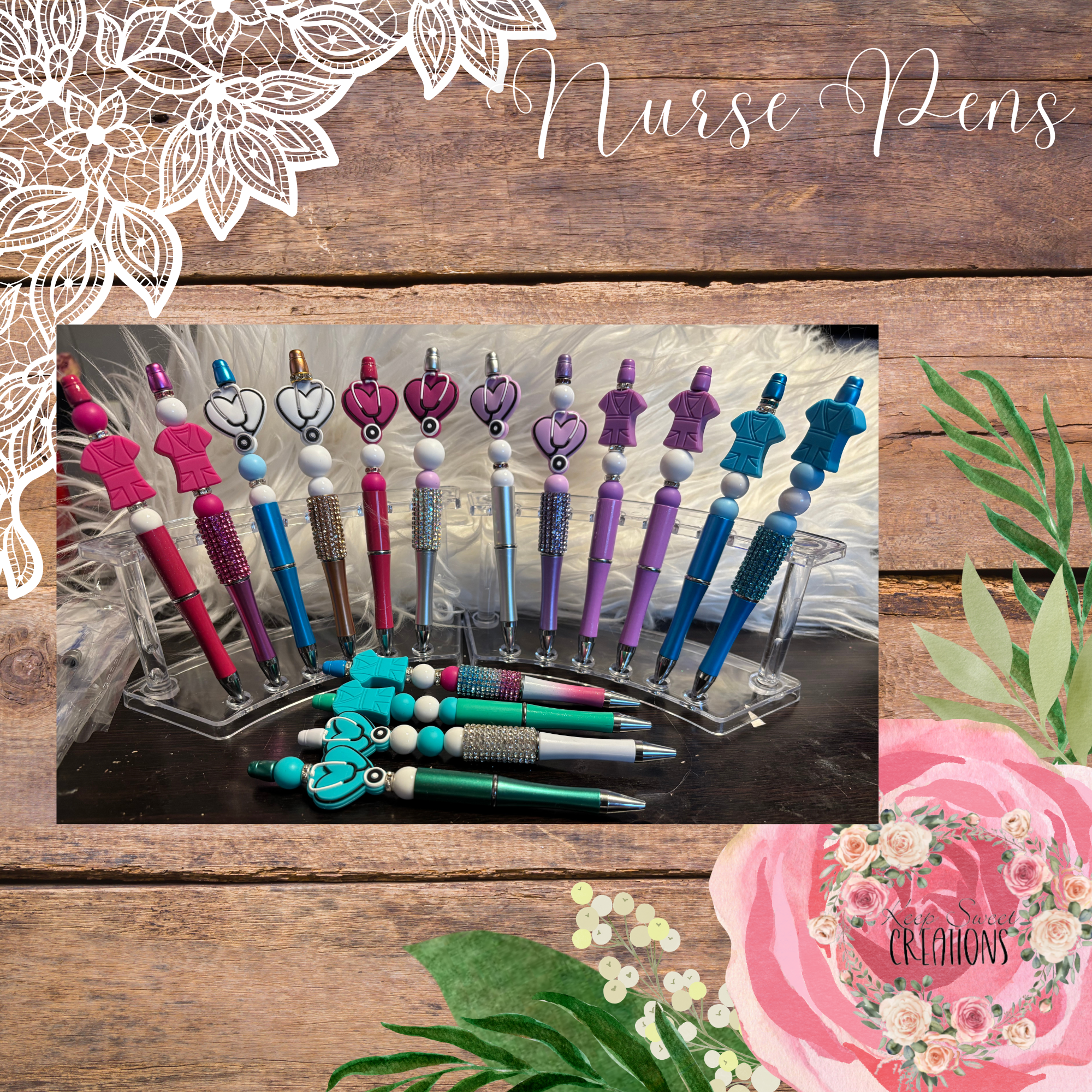 Nurse Beaded Pens – Medical-Themed Ballpoint Pen | Nurse Appreciation Gift for Healthcare Professionals