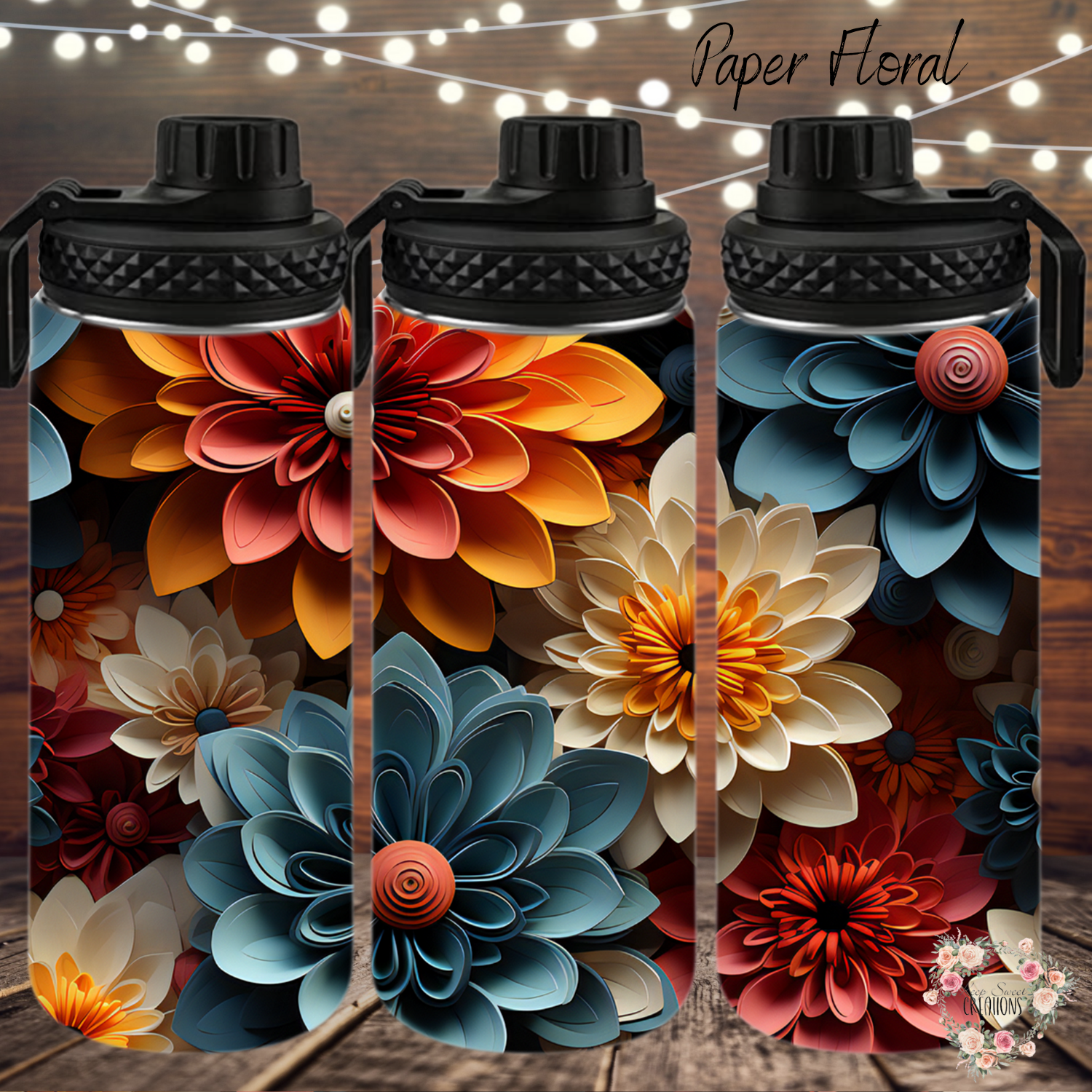 Paper Floral tumbler – bold layered flower pattern