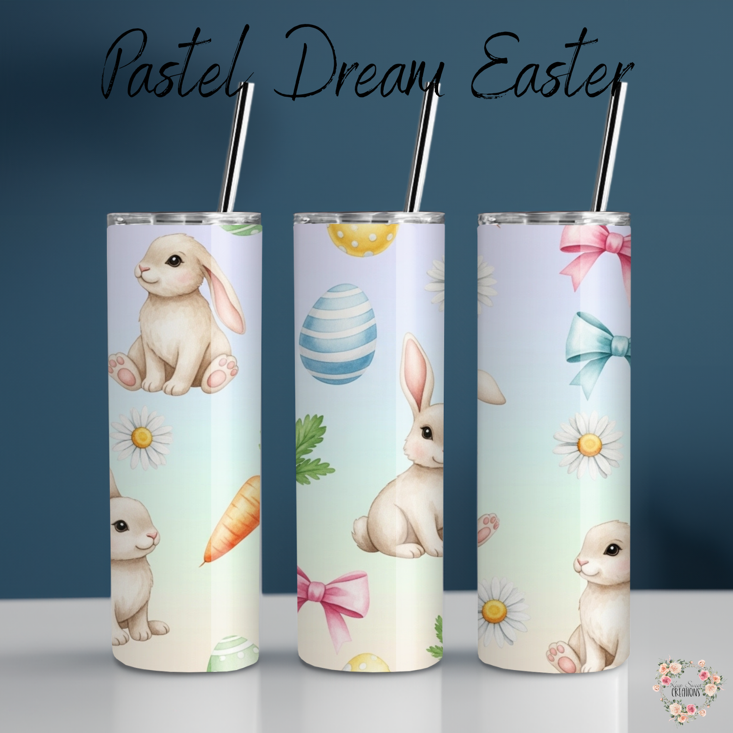 Pastel Dream Easter Tumbler | Bunny & Carrot Spring Cup Collection (11–32oz)
