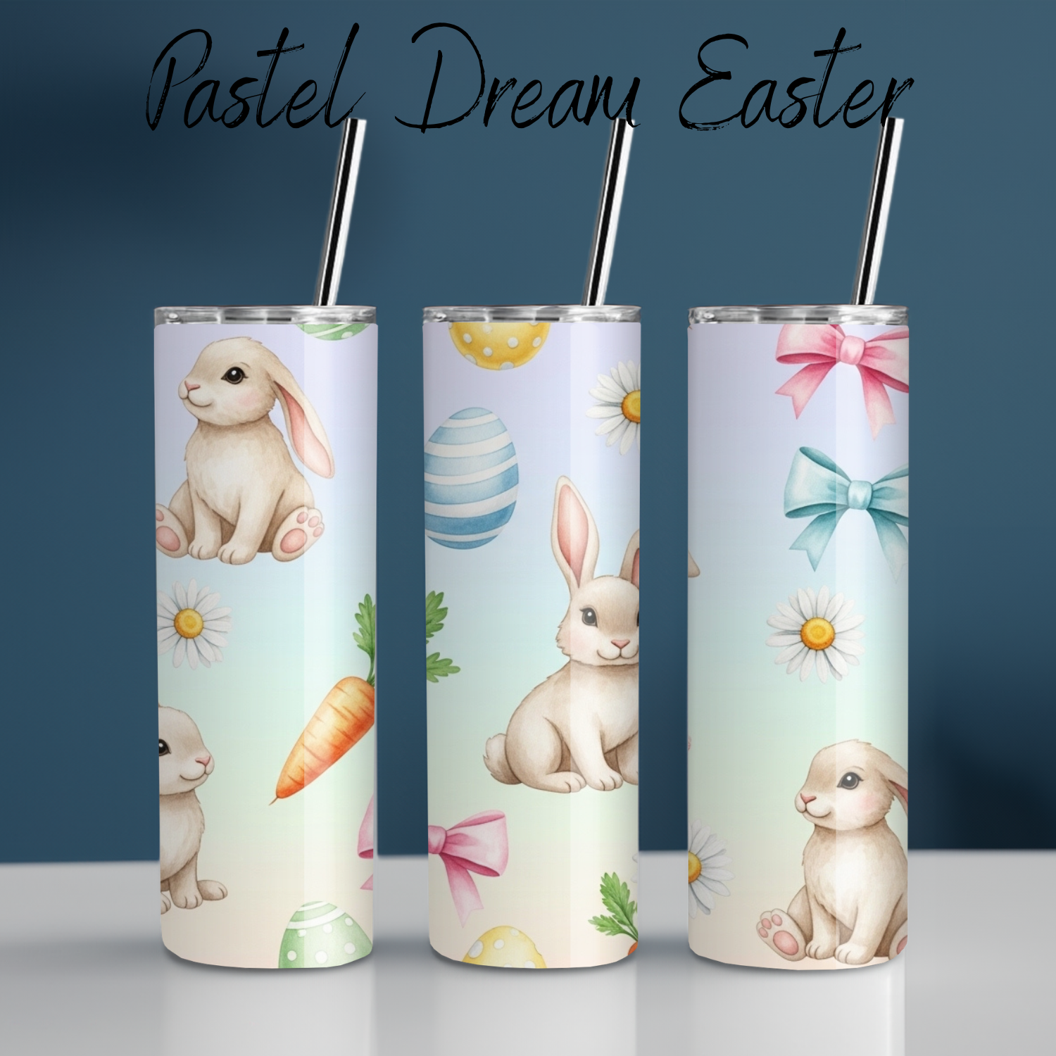 Pastel Dream Easter Tumbler | Bunny & Carrot Spring Cup Collection (11–32oz)