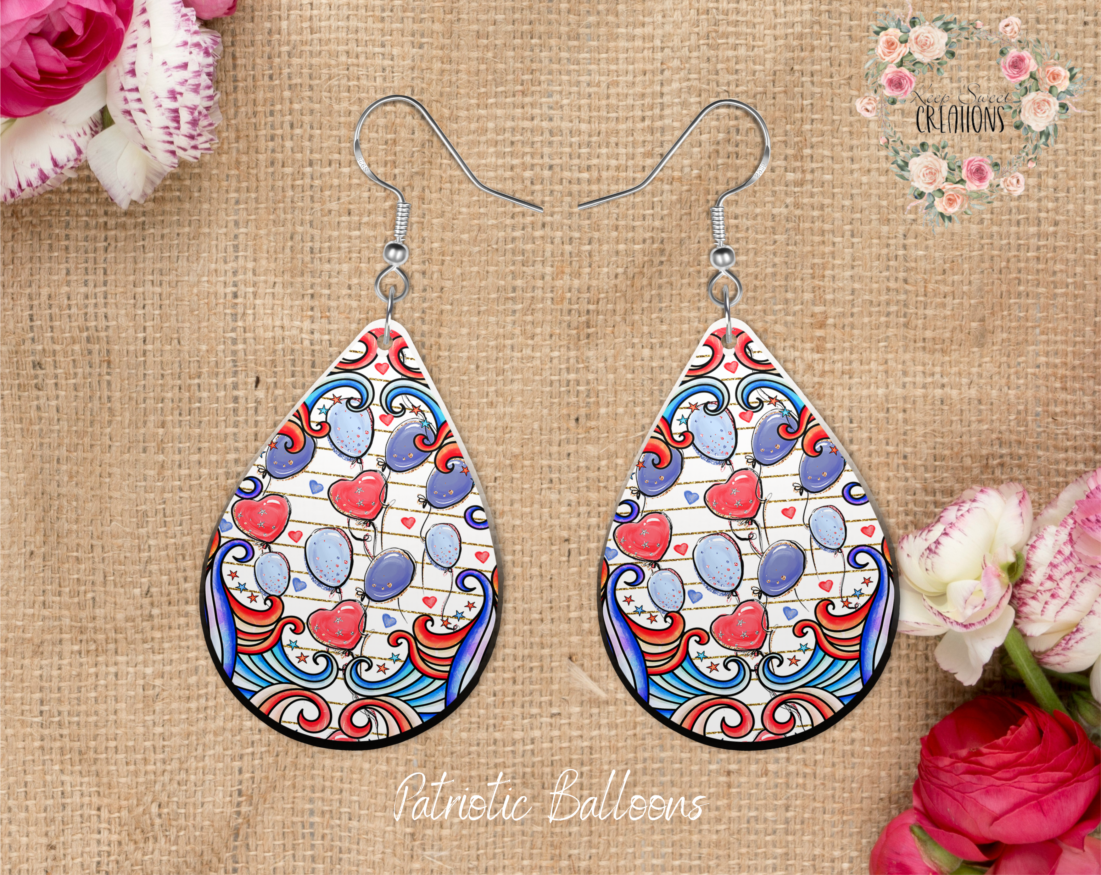 Patriotic Teardrop Earrings – American Flag Dangle Jewelry