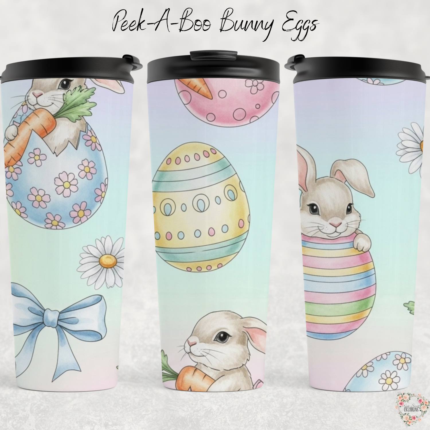 Peek-A-Boo Bunny Eggs Easter Tumbler | Bunny & Pastel Egg Spring Cup (11–32 oz)