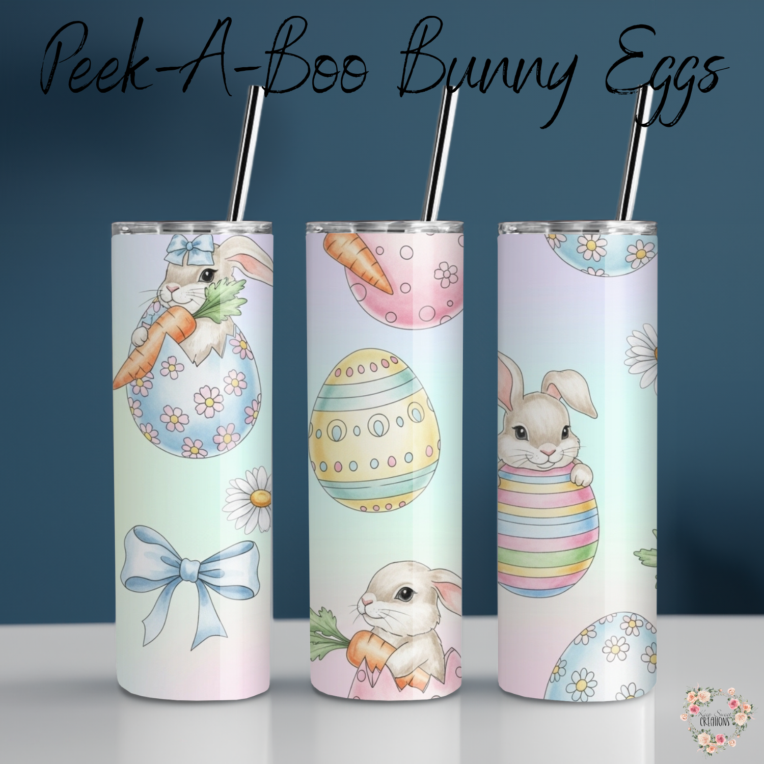 Peek-A-Boo Bunny Eggs Easter Tumbler | Bunny & Pastel Egg Spring Cup (11–32 oz)