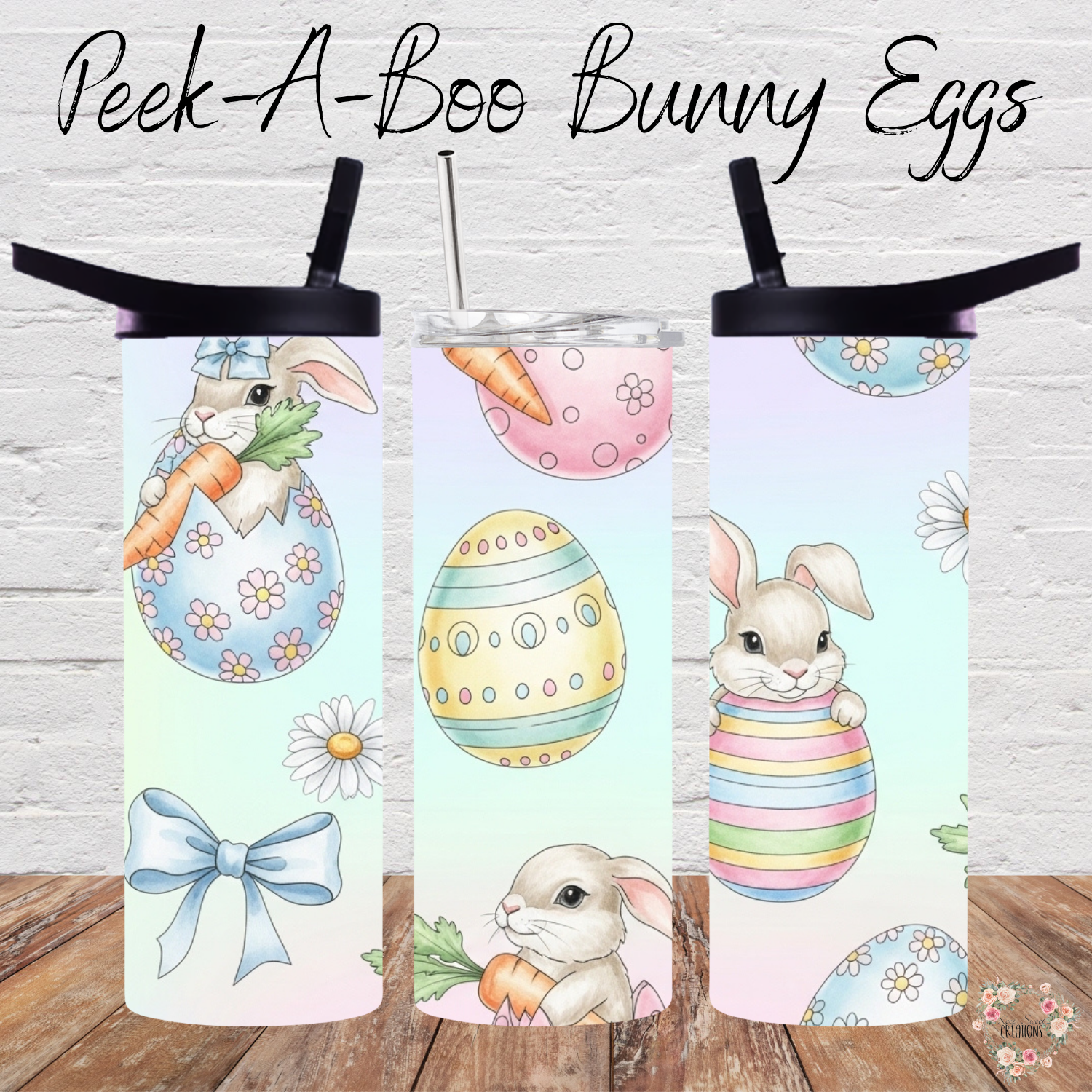 Peek-A-Boo Bunny Eggs Easter Tumbler | Bunny & Pastel Egg Spring Cup (11–32 oz)