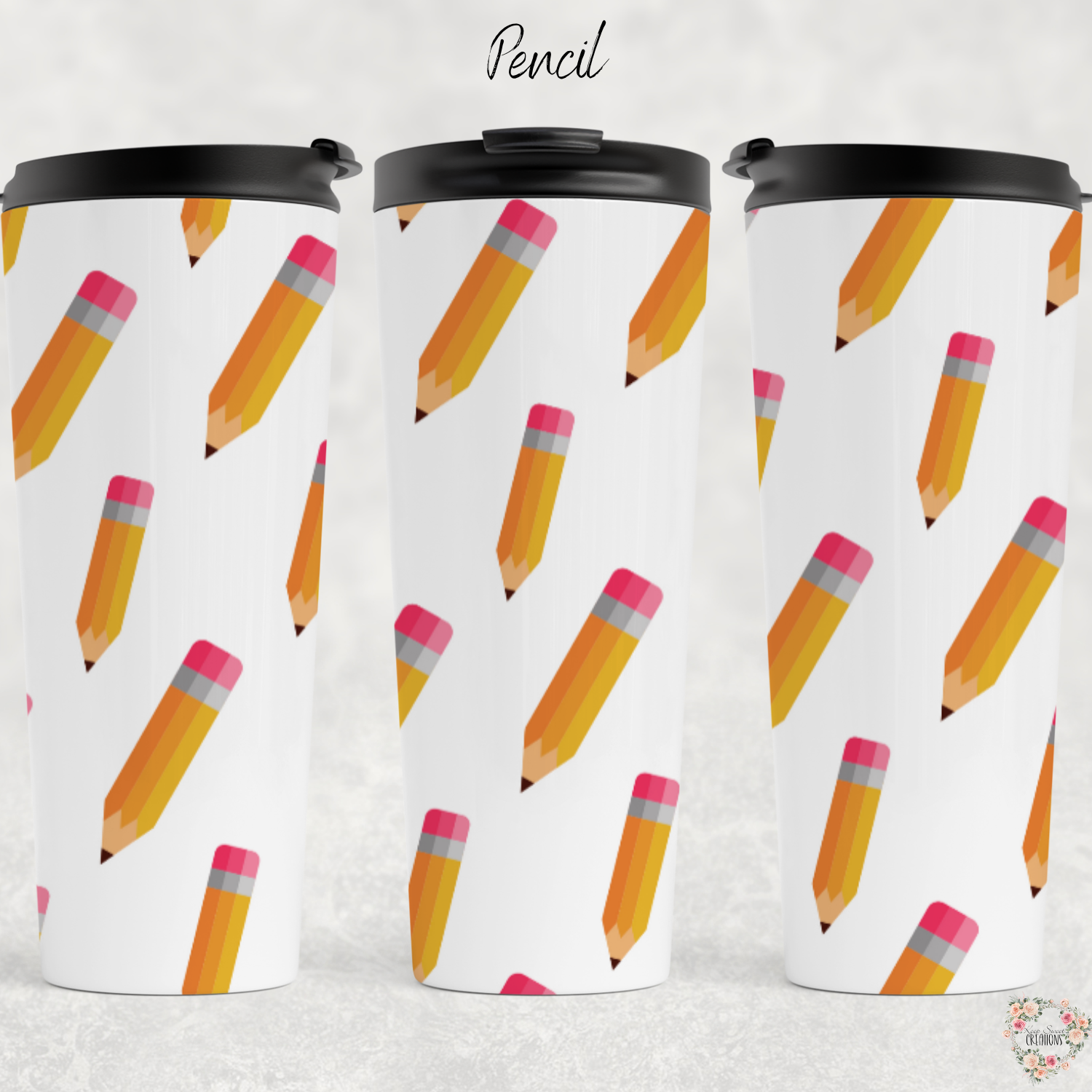 ceramic teacher mug featuring classic pencil design and sublimation print