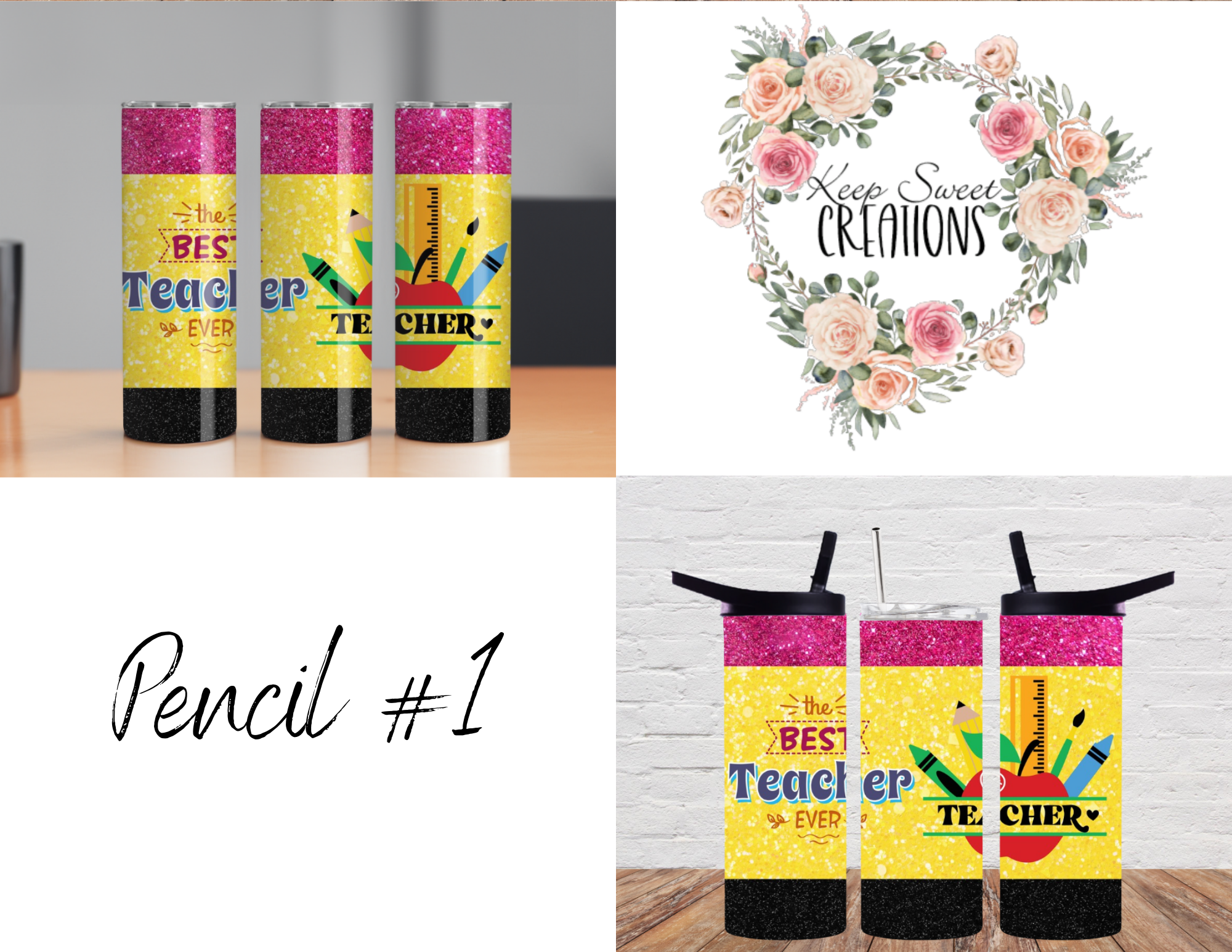 Teacher Pencil Tumbler – “Best Teacher Ever” Gift Collection