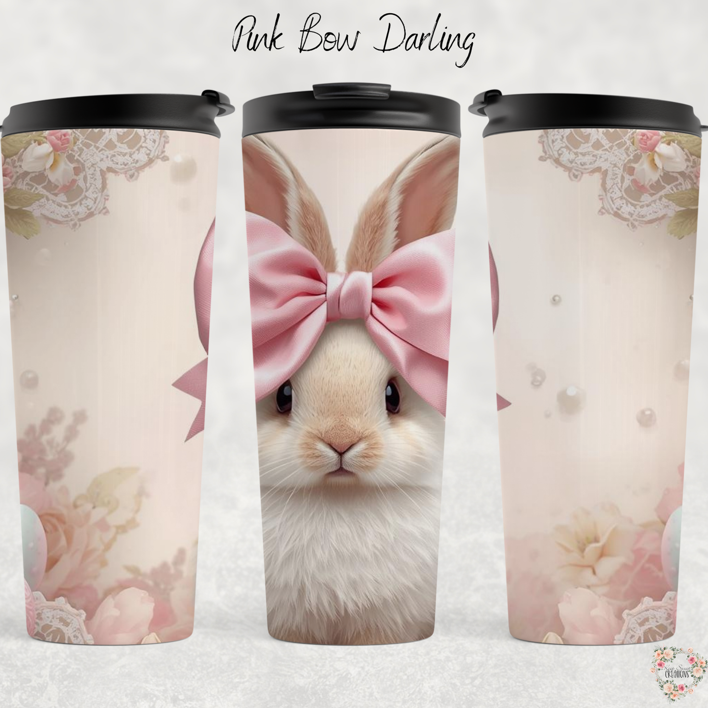 Pink Bow Darling Tumbler | Pastel Bunny Easter Cup (11–32oz)