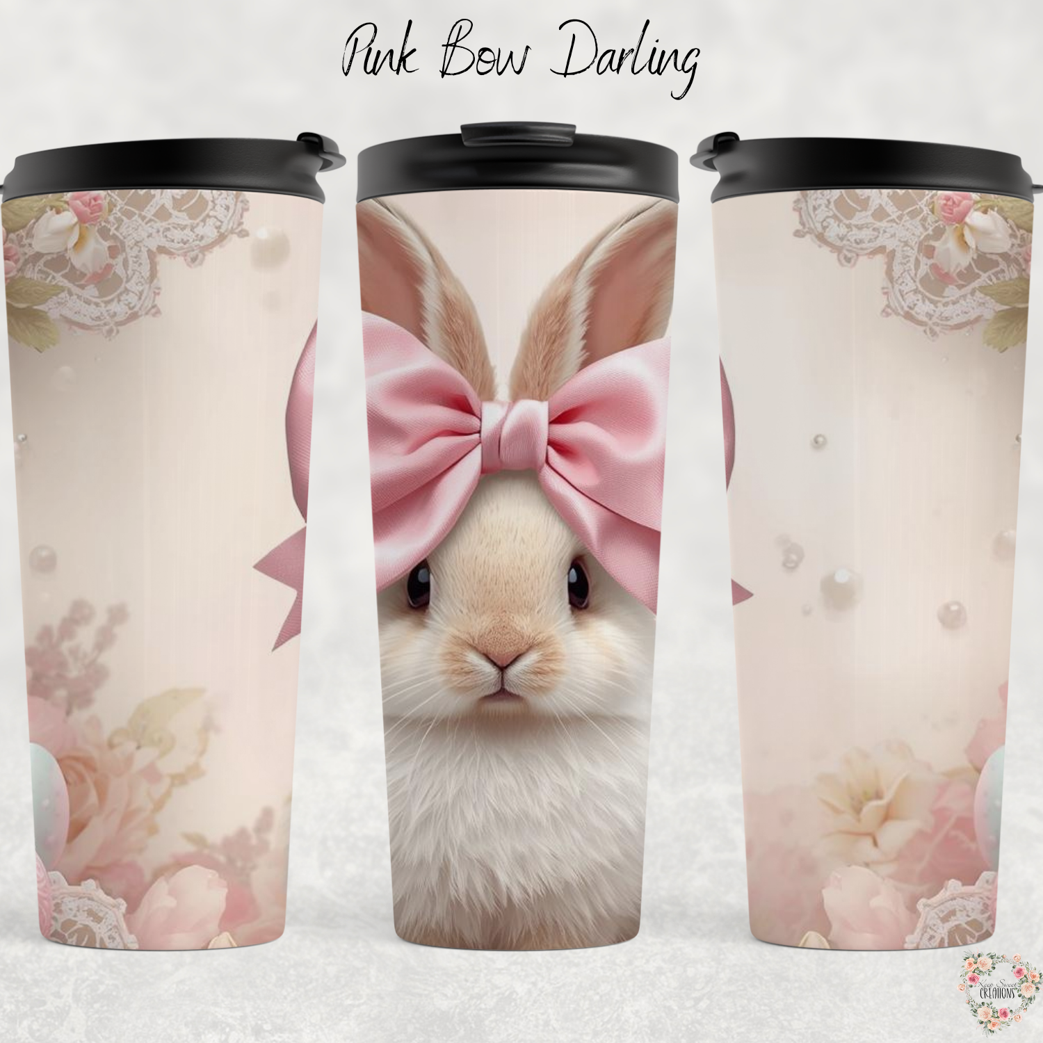 Pink Bow Darling Tumbler | Pastel Bunny Easter Cup (11–32oz)