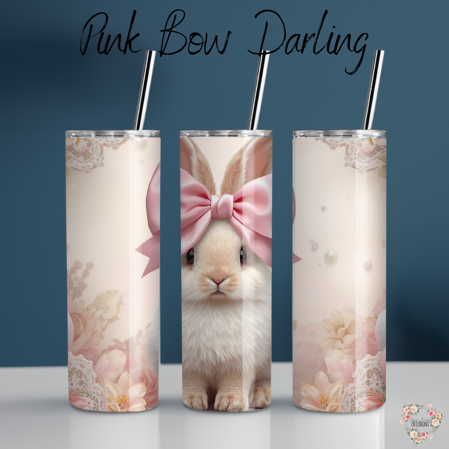 Pink Bow Darling Tumbler | Pastel Bunny Easter Cup (11–32oz)